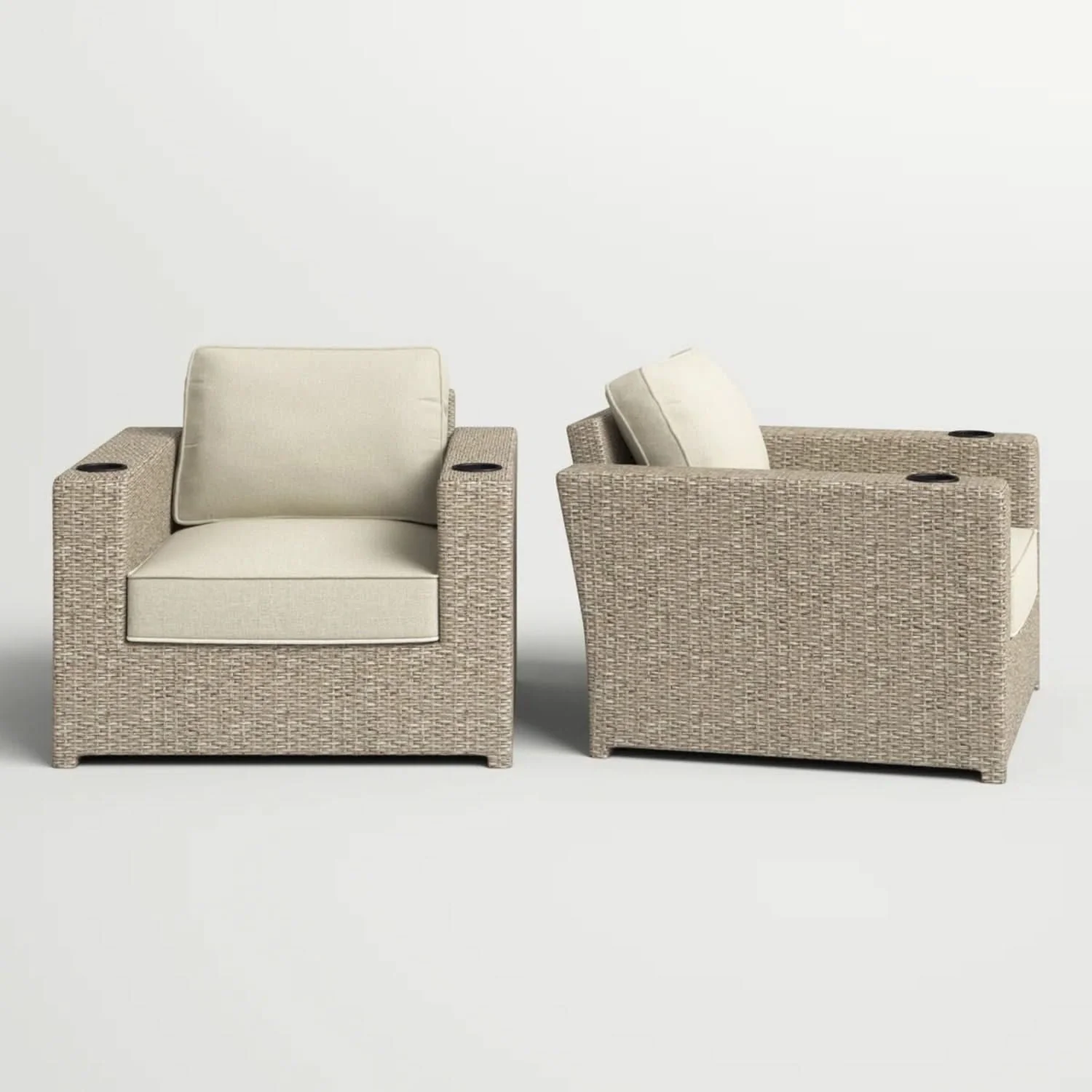 Outdoor Lounge Chairs With Cushions, Weather Resistant - Gray Mix - Image 3