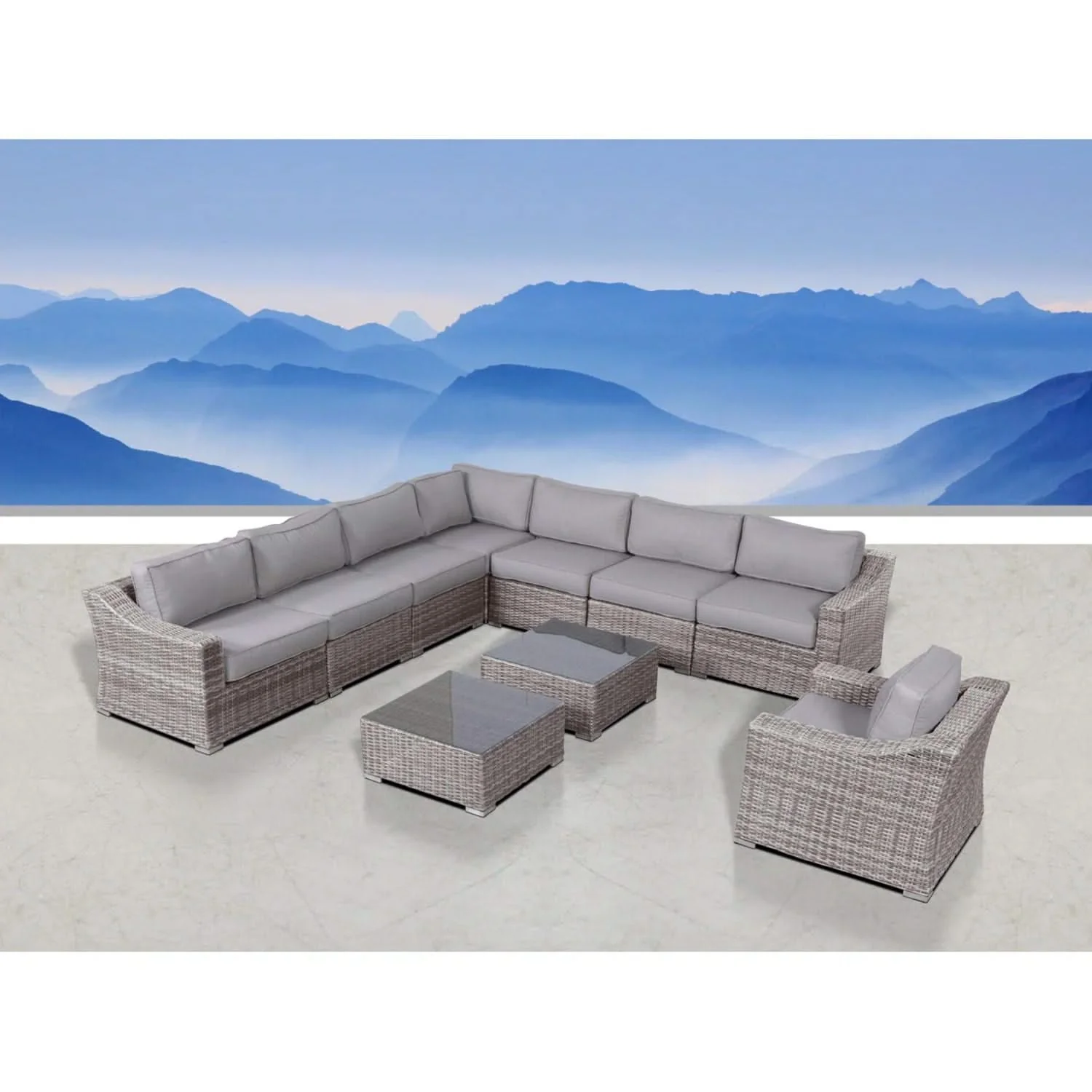 Outdoor Wicker Conversation Set With Cushions, All Weather - Image 12