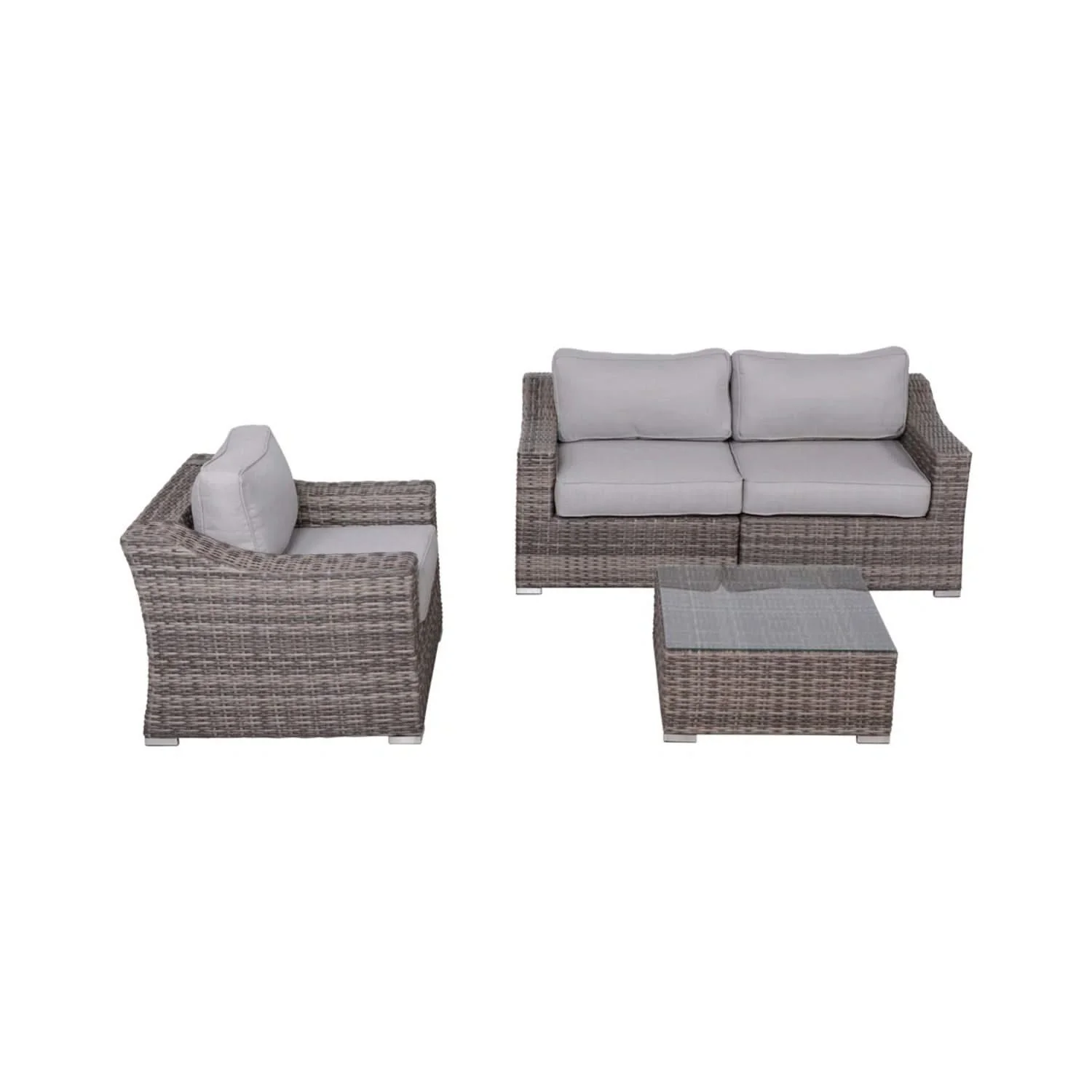 Outdoor Wicker Conversation Set With Cushions, All Weather - Image 14