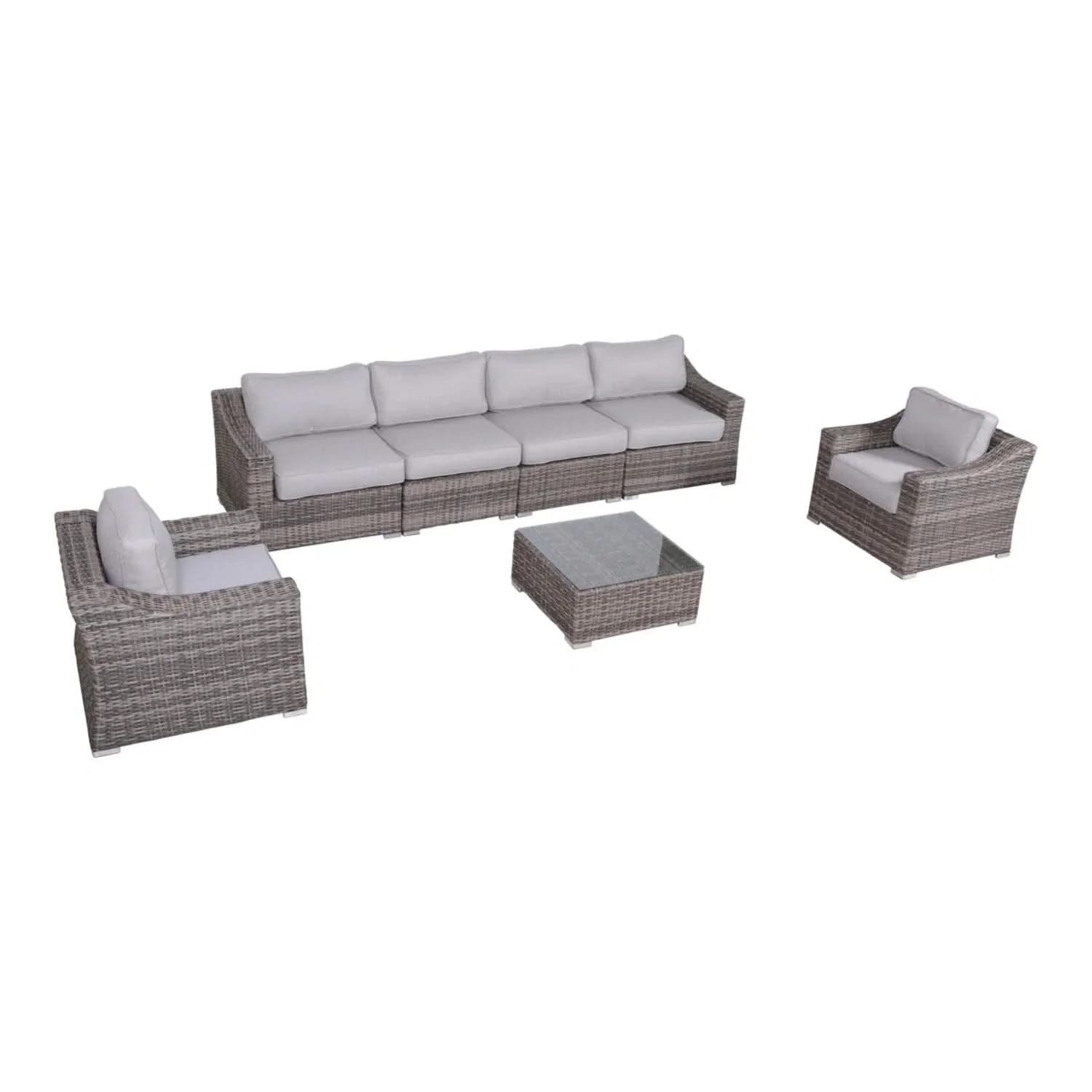 Outdoor Wicker Conversation Set With Cushions, All Weather - Image 2