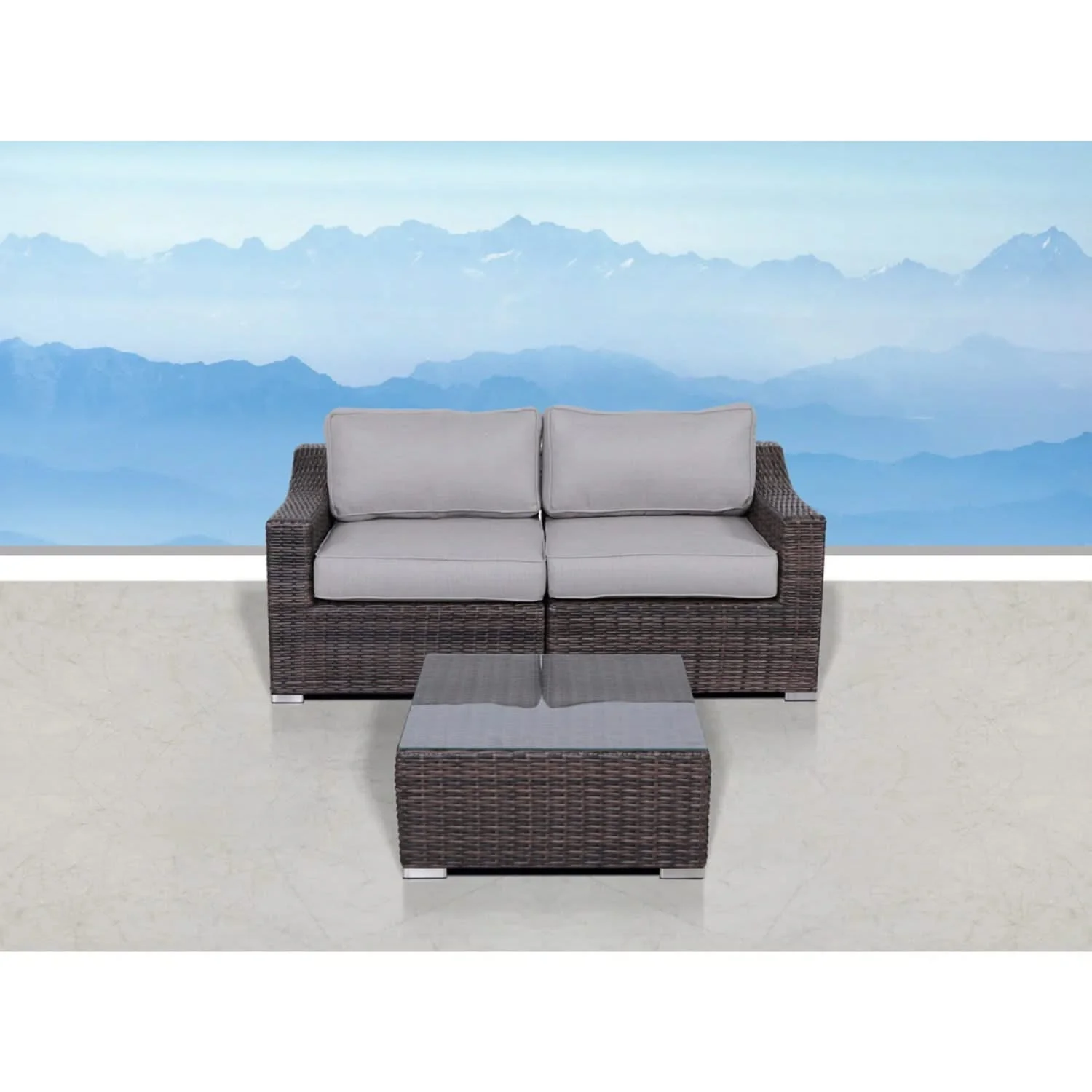Outdoor Wicker Conversation Set With Cushions, All Weather - Image 21