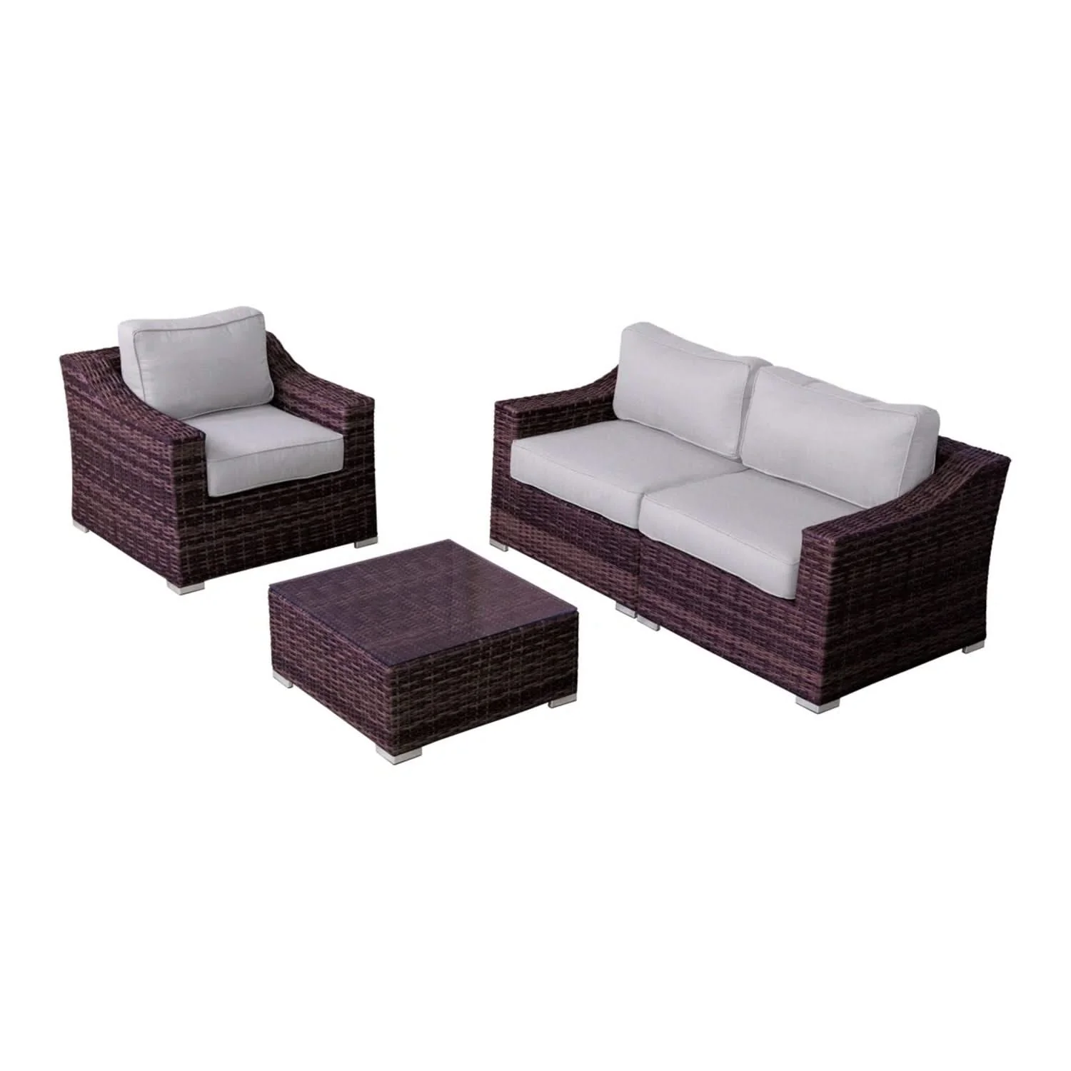 Outdoor Wicker Conversation Set With Cushions, All Weather - Image 22