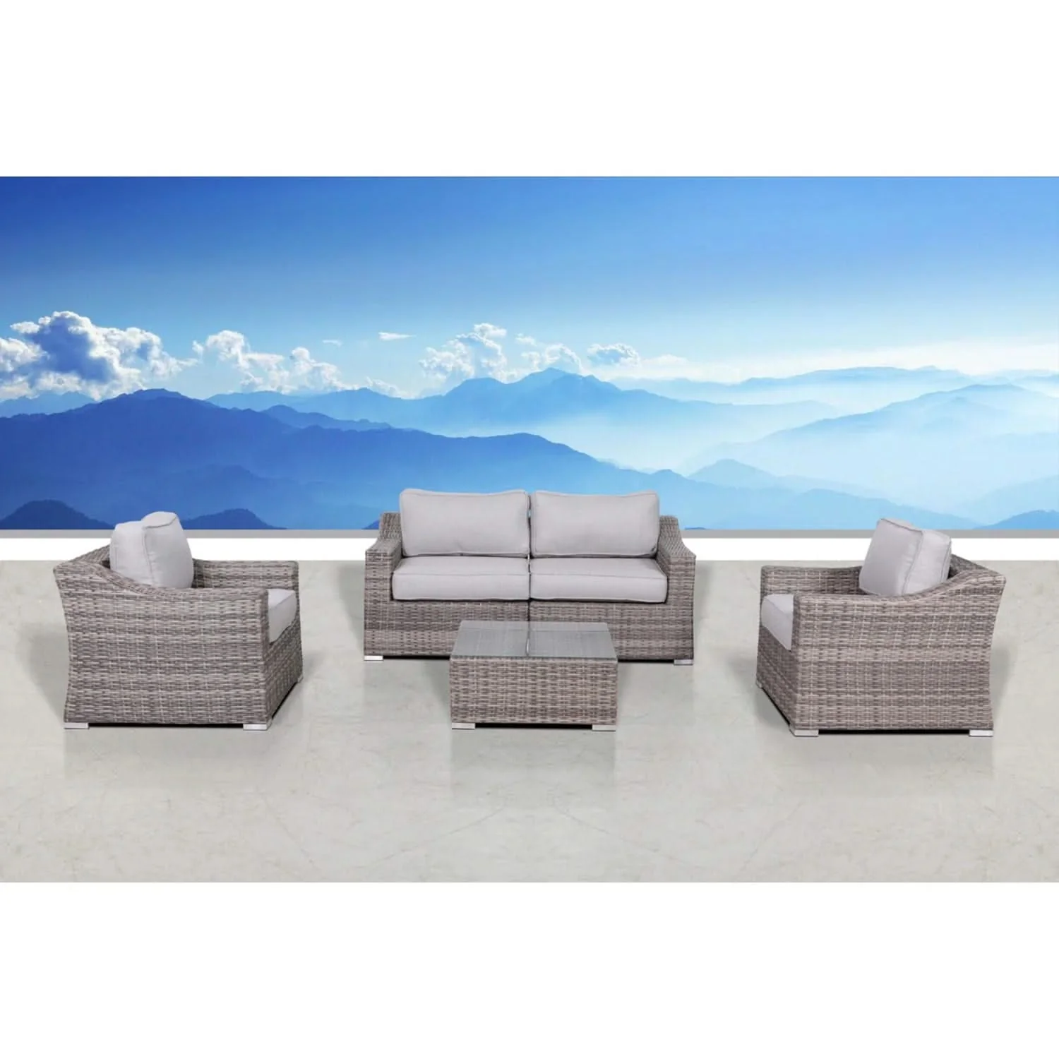 Outdoor Wicker Conversation Set With Cushions, All Weather - Image 23