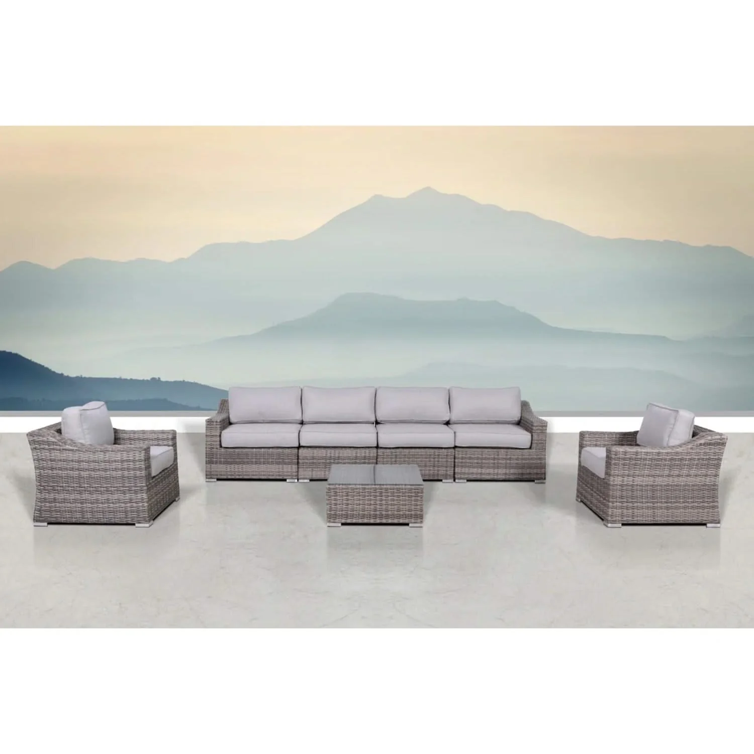 Outdoor Wicker Conversation Set With Cushions, All Weather - Image 24