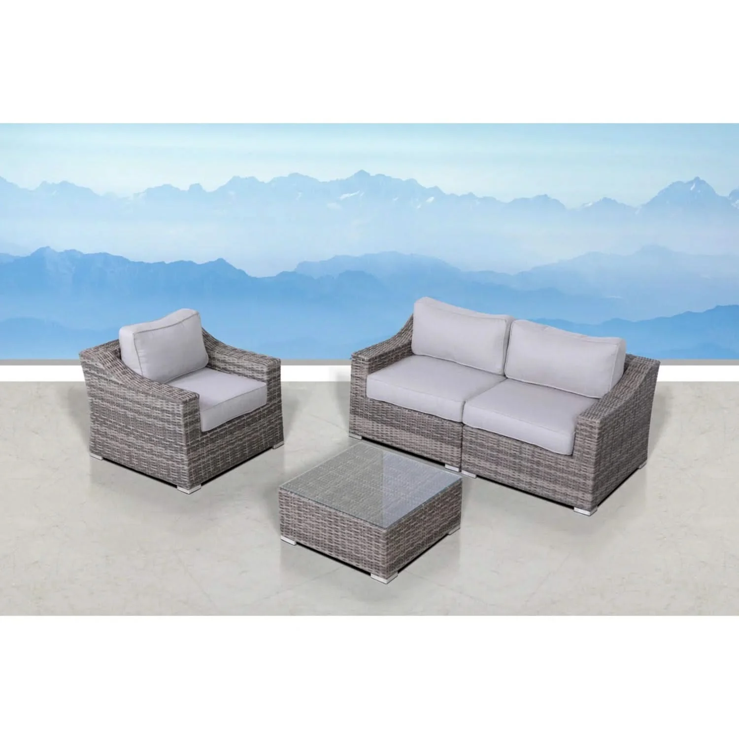 Outdoor Wicker Conversation Set With Cushions, All Weather - Image 27