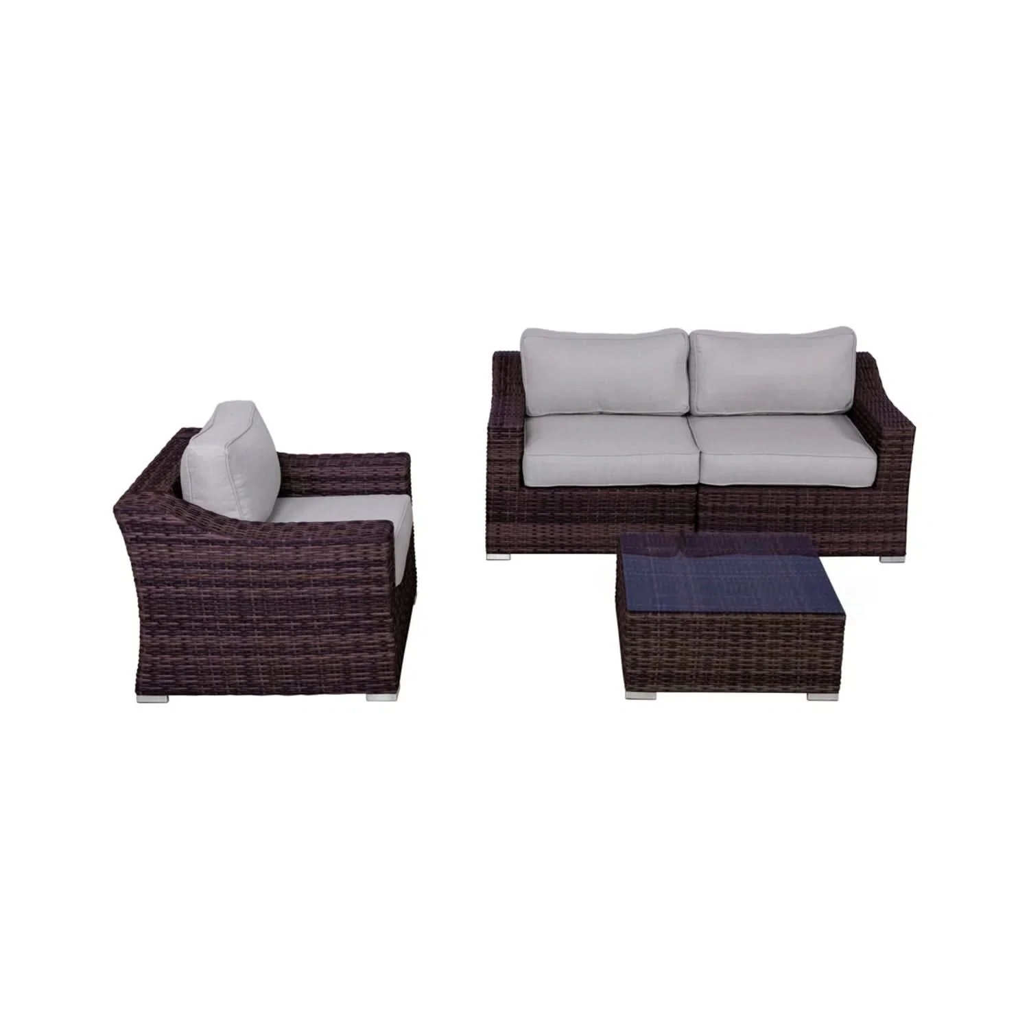 Outdoor Wicker Conversation Set With Cushions, All Weather - Image 3