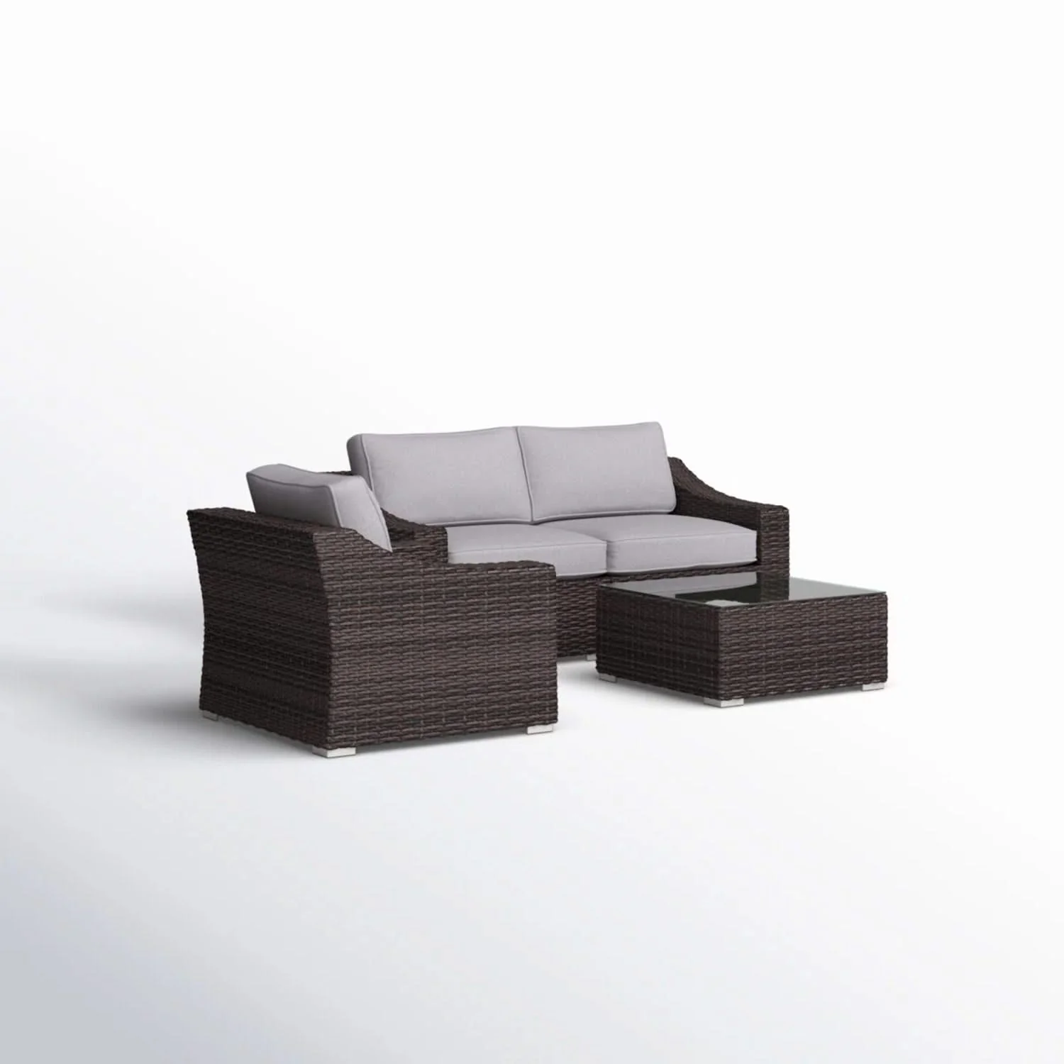 Outdoor Wicker Conversation Set With Cushions, All Weather - Image 32