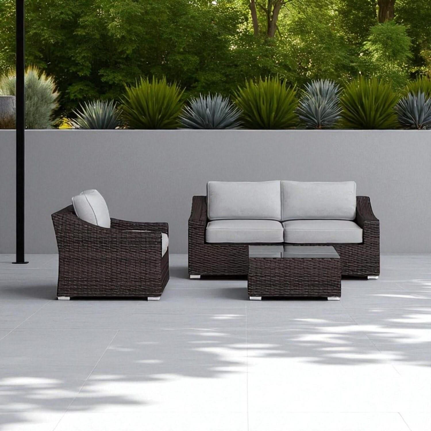 Outdoor Wicker Conversation Set With Cushions, All Weather - Image 36