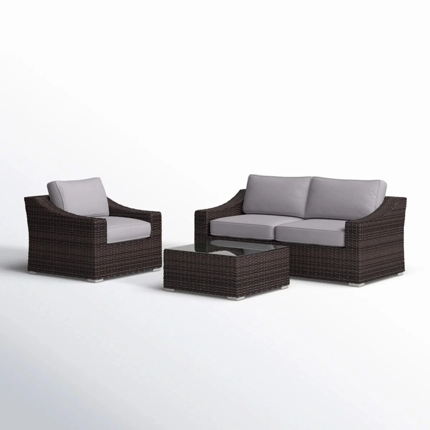Outdoor Wicker Conversation Set With Cushions, All Weather - Image 6