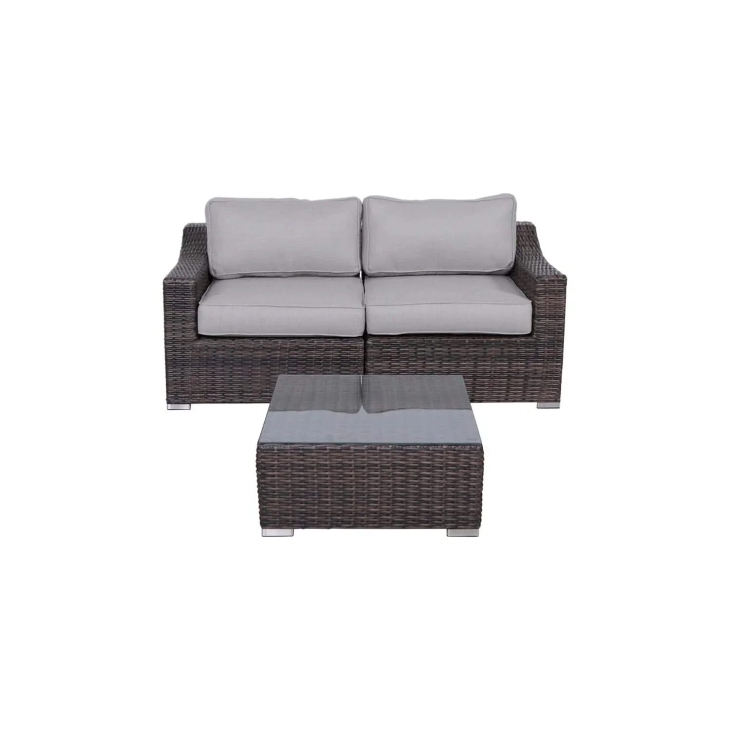 Outdoor Wicker Conversation Set With Cushions, All Weather - Image 7