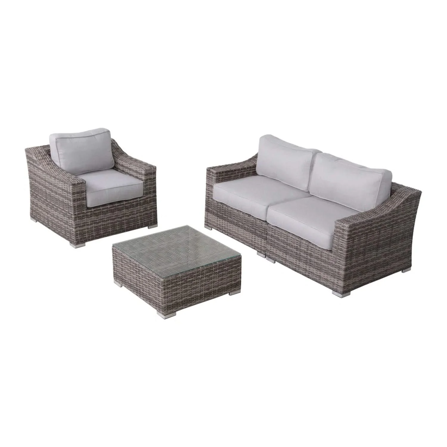 Outdoor Wicker Conversation Set With Cushions, All Weather - Image 8