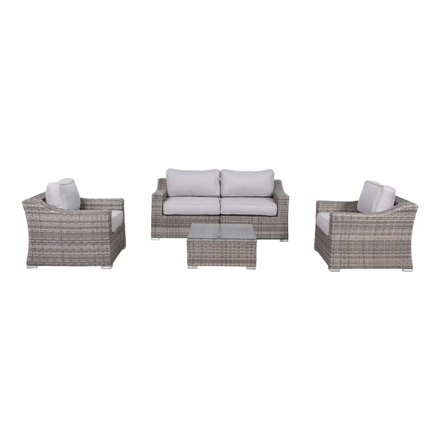 Outdoor Wicker Conversation Set With Cushions, All Weather - Image 9