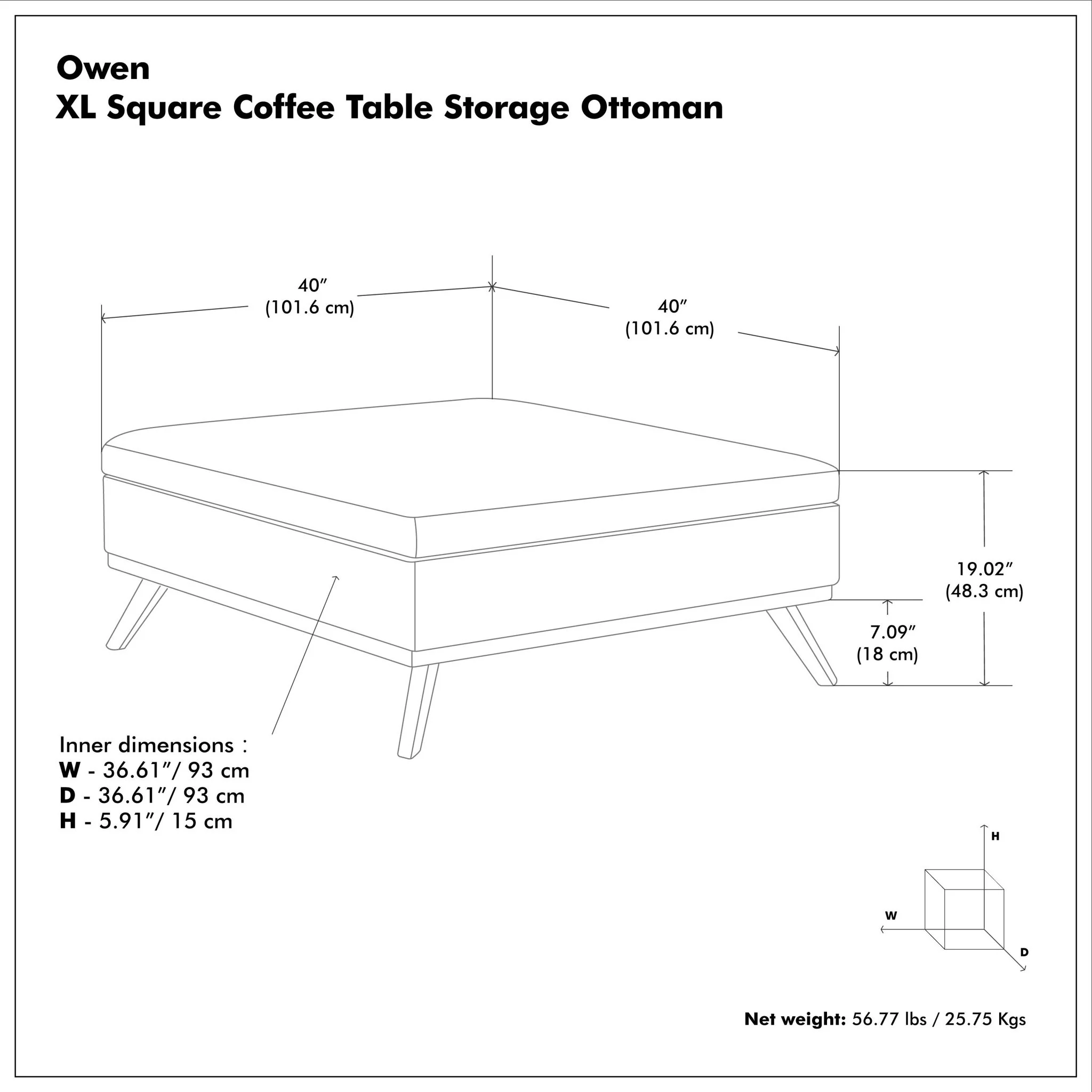 Owen - Multifunctional Square Coffee Table Storage Ottoman - Image 28