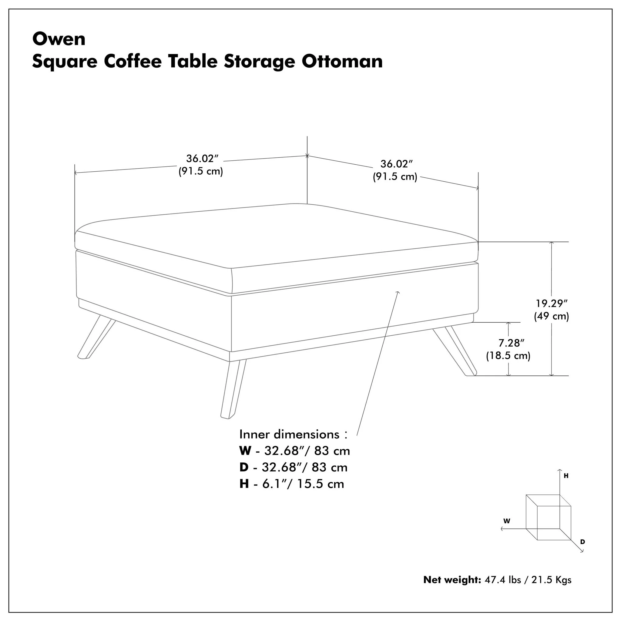 Owen - Multifunctional Square Coffee Table Storage Ottoman - Image 35
