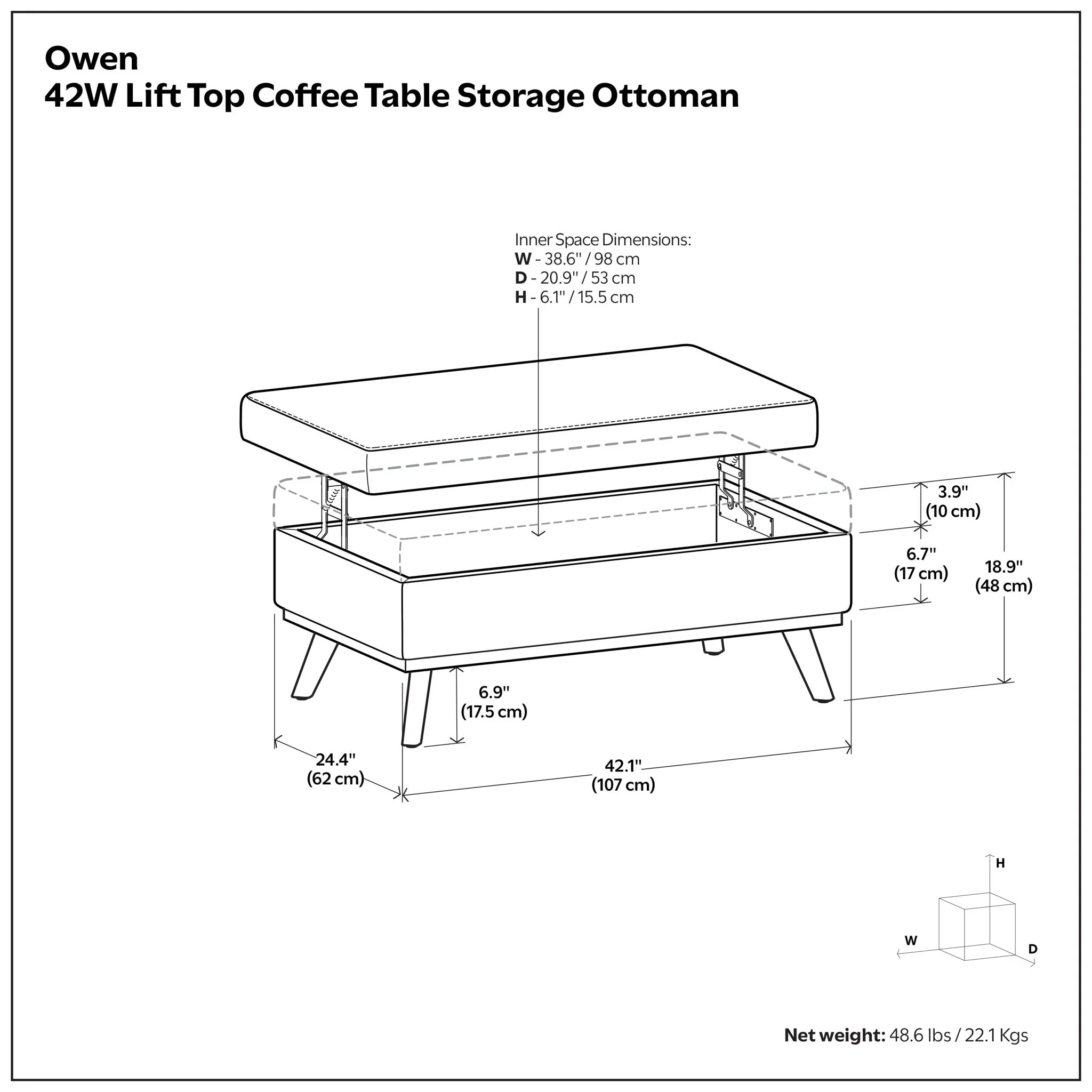 Owen - Multifunctional Square Coffee Table Storage Ottoman - Image 55