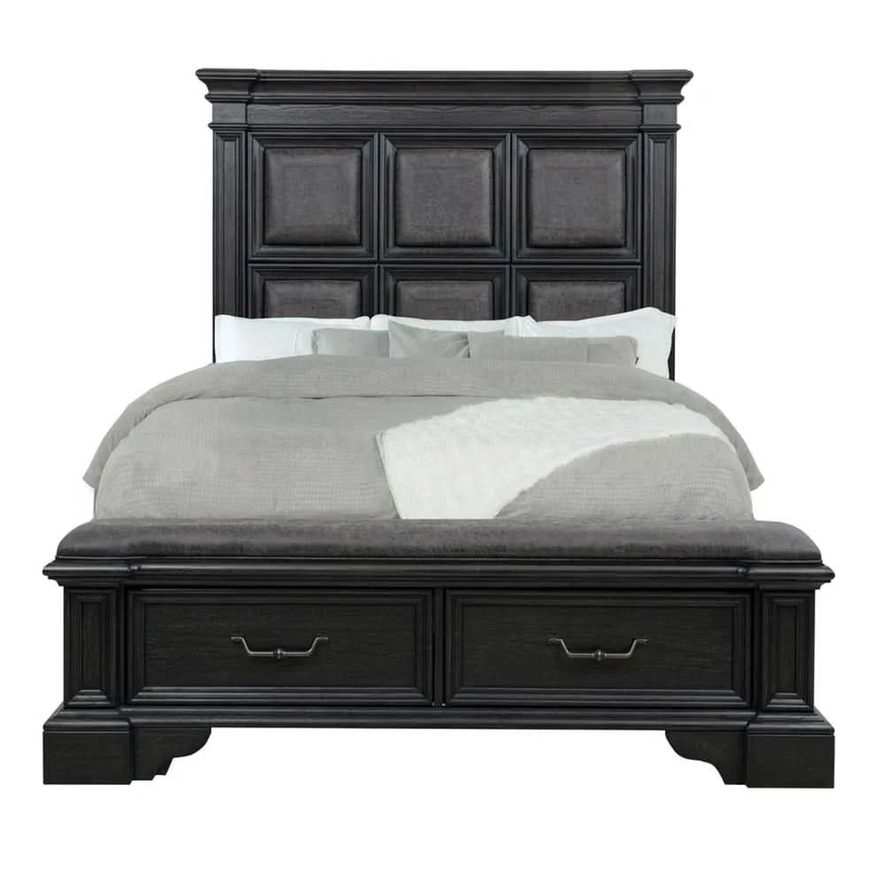 Palisade Brown Contemporary 5PC Bedroom Set with Bed (Headboard, Footboard, Rails), Dresser and Mirror - Image 2
