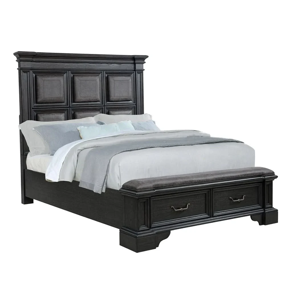 Palisade Brown Contemporary 5PC Bedroom Set with Bed (Headboard, Footboard, Rails), Dresser and Mirror - Image 3