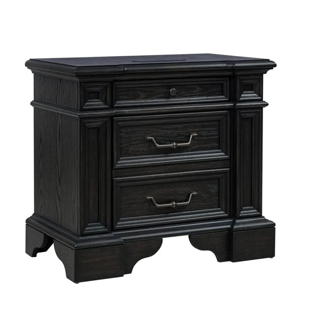 Palisade Brown Contemporary Nightstand with USB and LED Lighting - Image 2