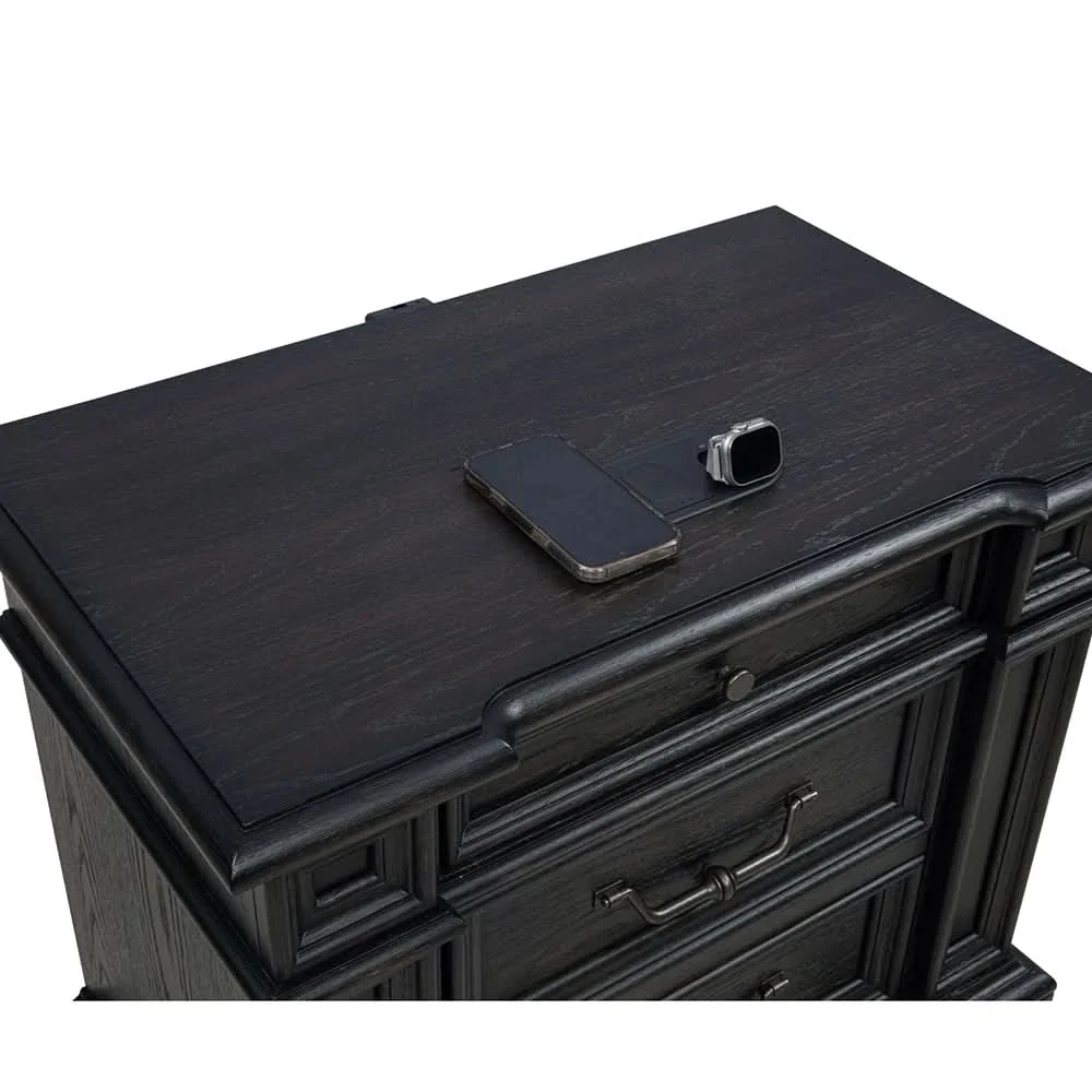 Palisade Brown Contemporary Nightstand with USB and LED Lighting - Image 3