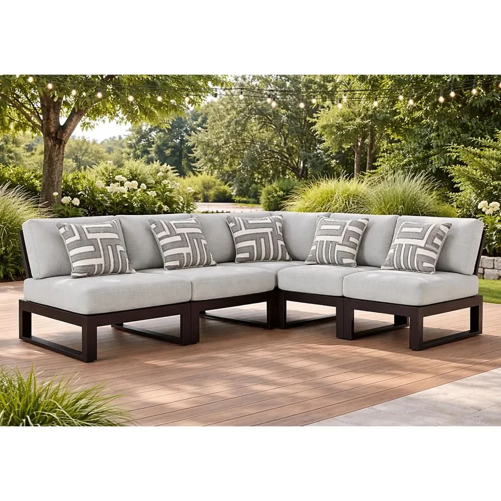 Paloma Black Outdoor 6-Piece Sectional with Cocktail Table and Nuvella+ Fabric - Image 2