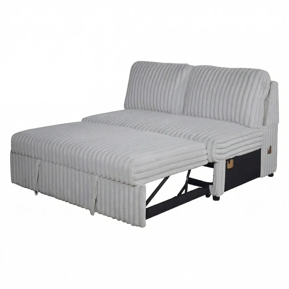 Paris Contemporary Corduroy 4-Piece Sectional with Chaise (Black or Mist Bliss) - Image 8