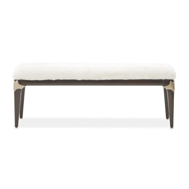 Paris Chic Espresso Modern Glam Bed Bench with Upholstered Seat