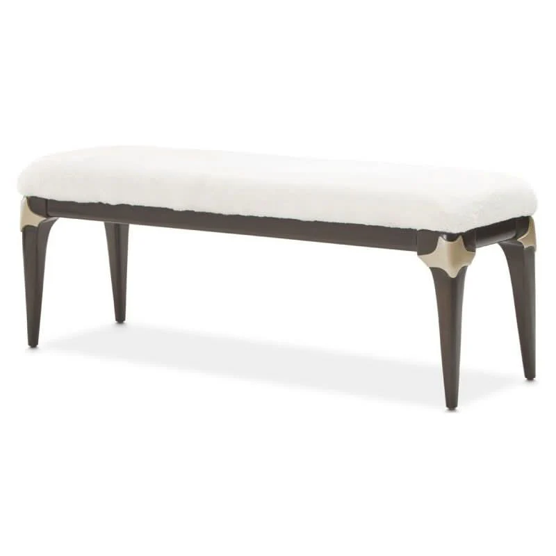 Paris Chic Espresso Modern Glam Bed Bench with Upholstered Seat - Image 2