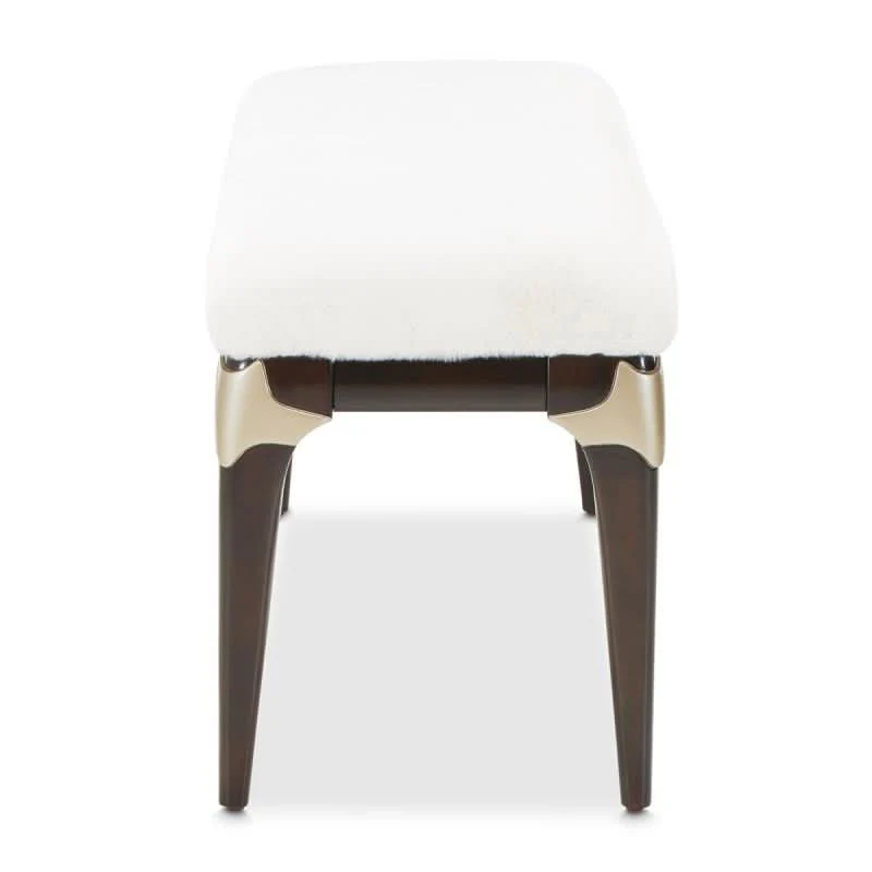 Paris Chic Espresso Modern Glam Bed Bench with Upholstered Seat - Image 3