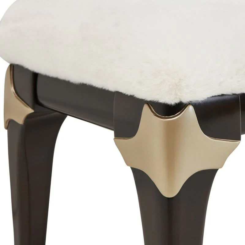 Paris Chic Espresso Modern Glam Bed Bench with Upholstered Seat - Image 4