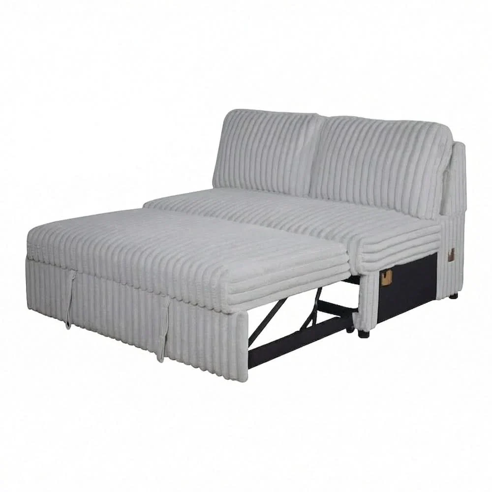 Paris Mist Grey Contemporary 4-Piece Corduroy Sectional with Chaise - Image 4