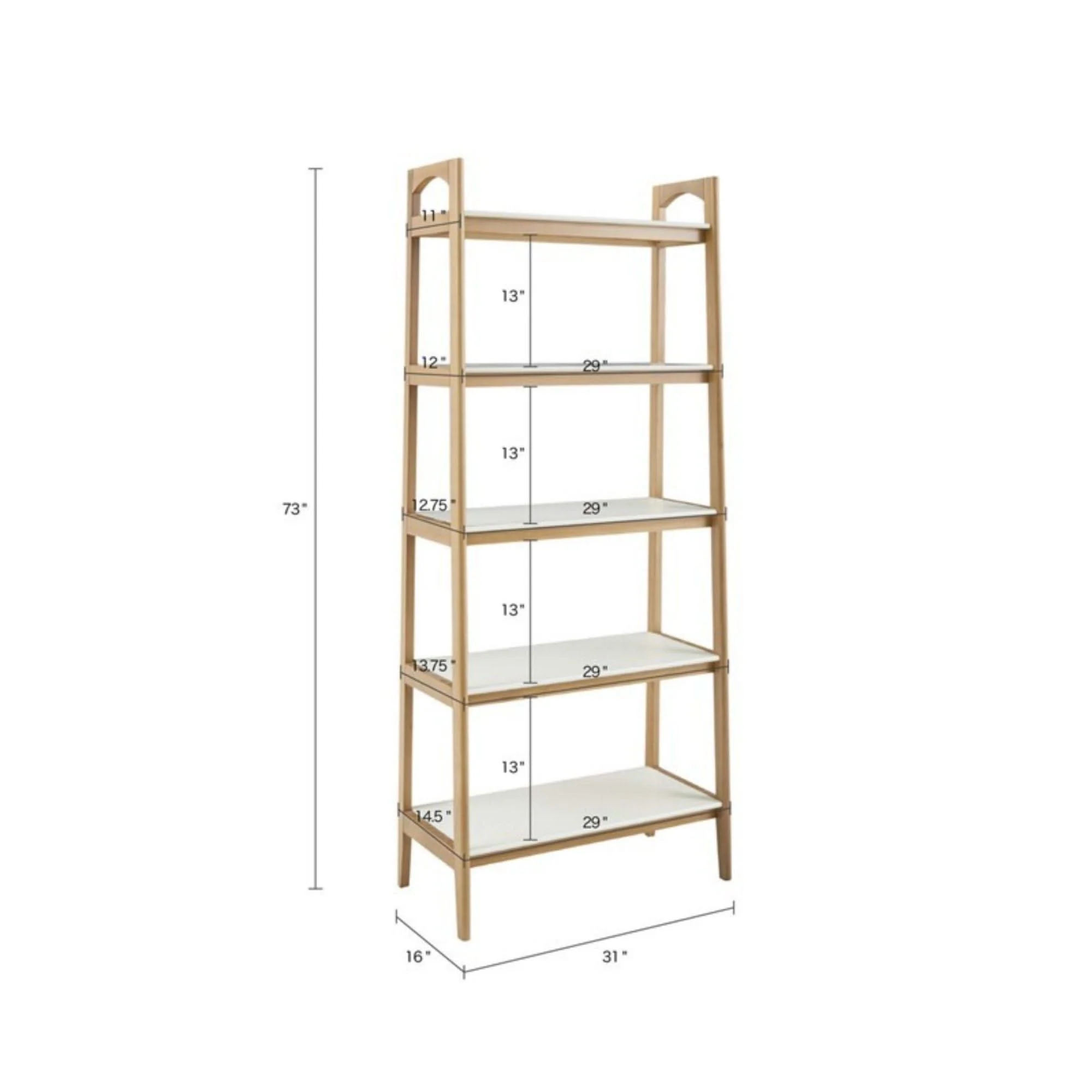 Parker - Bookcase With 5 Shelves - Off White / Natural - Image 2