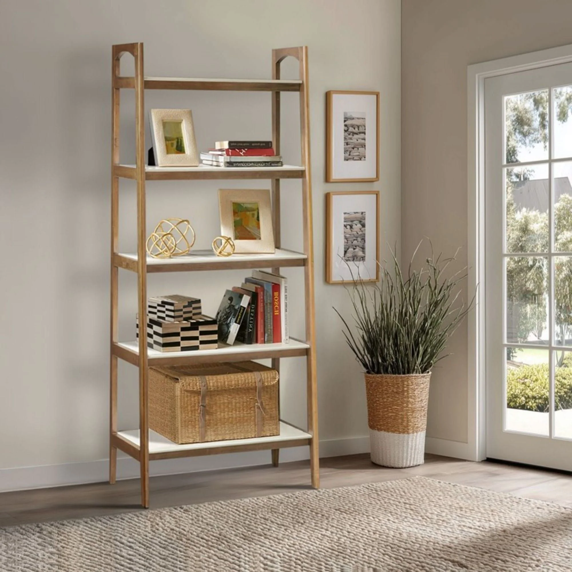 Parker - Bookcase With 5 Shelves - Off White / Natural - Image 4
