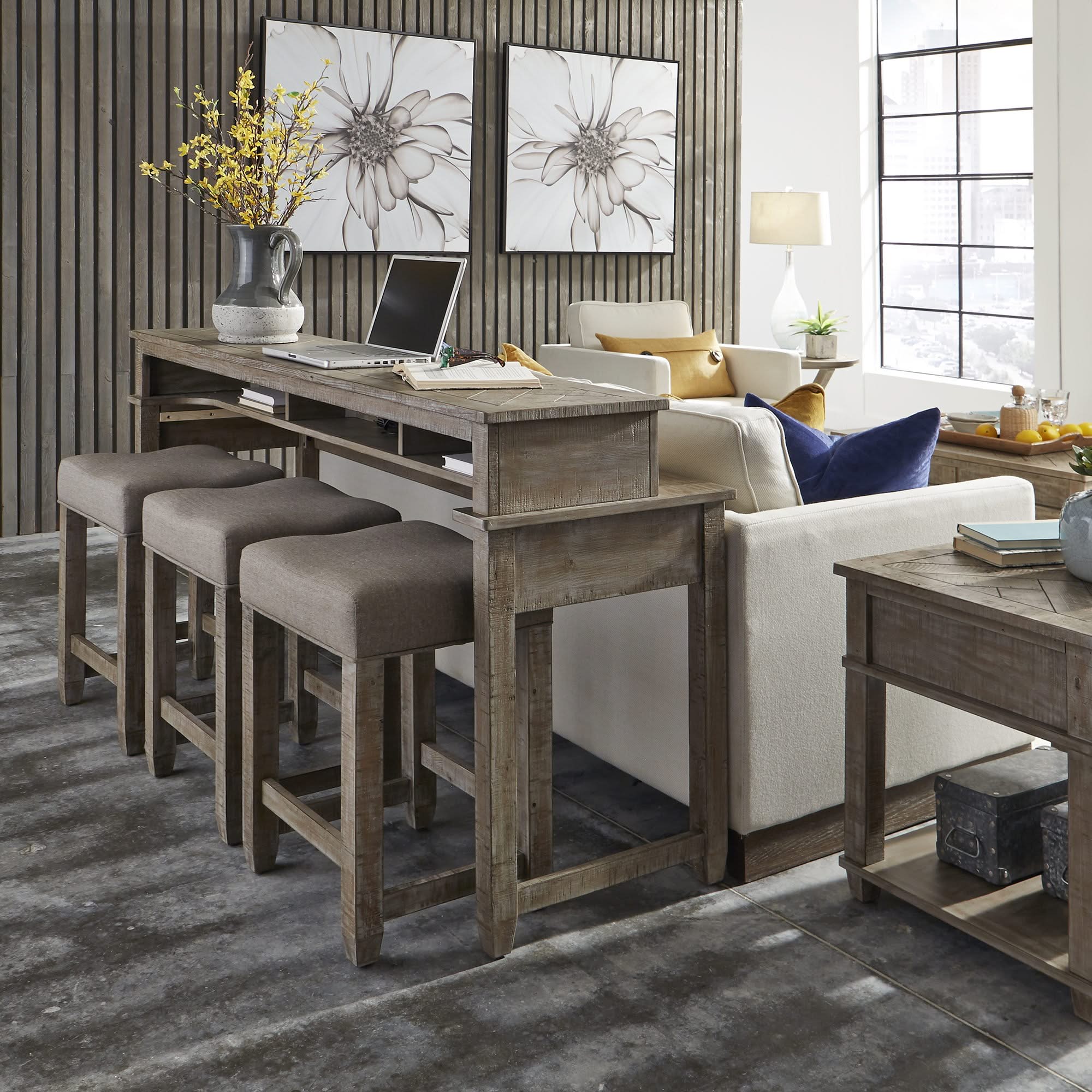 Parkland Falls - Upholstered Console Stool - Weathered Taupe - Image 3