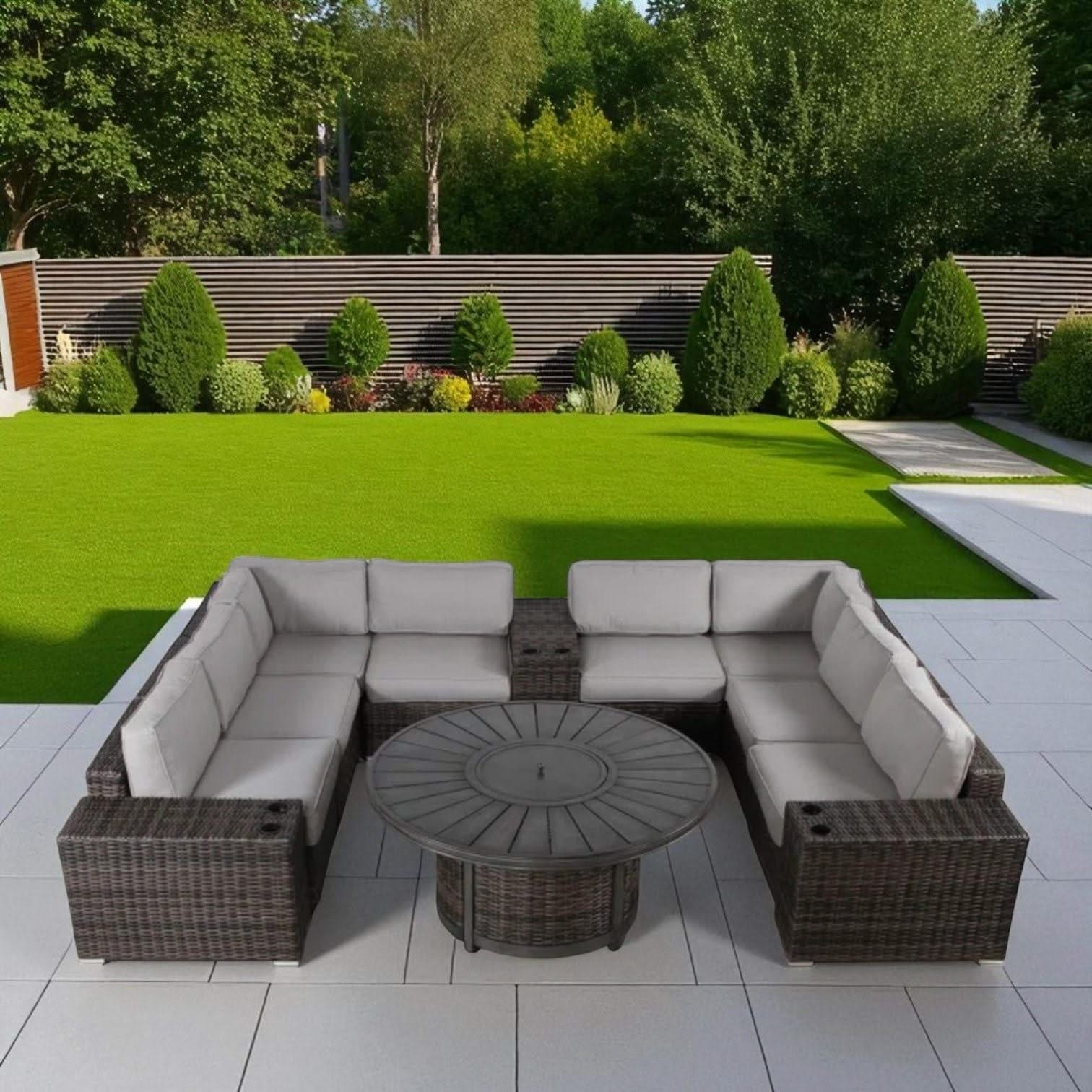 Patio Seating Group With Cushions And Fire Pit - Espresso - Image 2