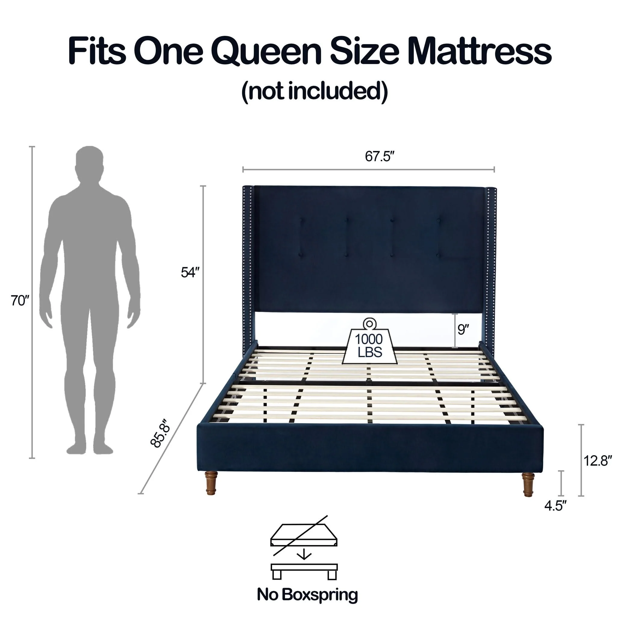Peyton - Upholstered Bed With 54" High Headboard, Traditional Hand Buttoned Tufting - Image 10