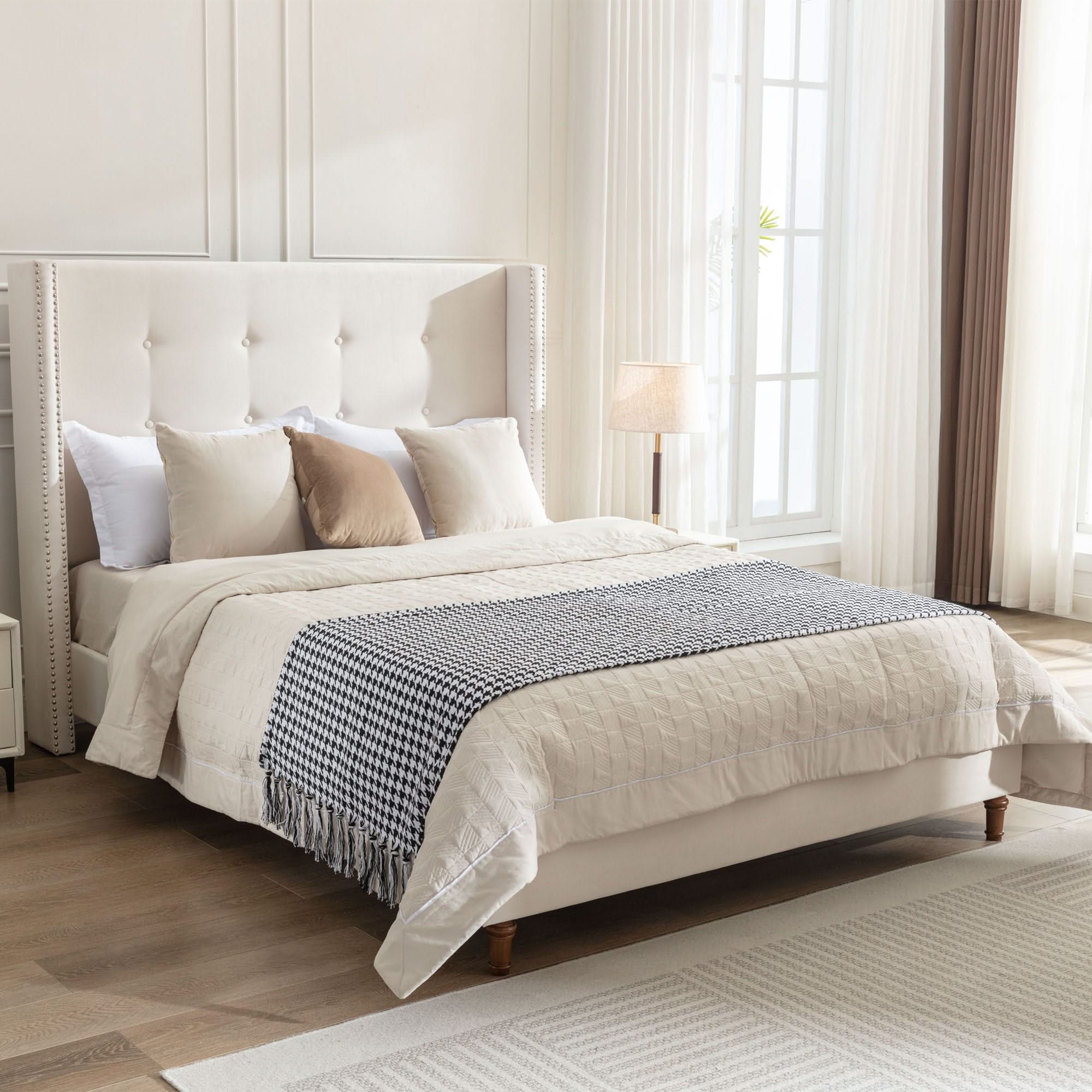 Peyton - Upholstered Bed With 54" High Headboard, Traditional Hand Buttoned Tufting - Image 13