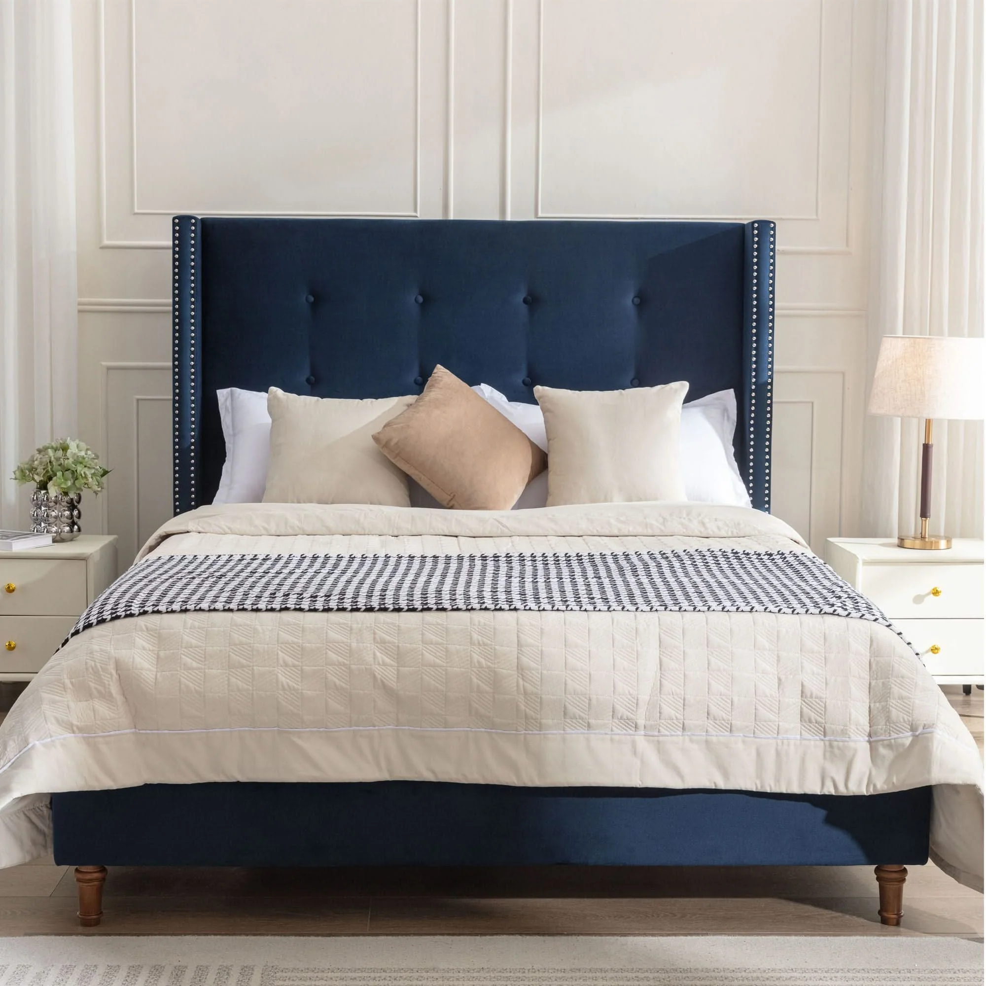 Peyton - Upholstered Bed With 54" High Headboard, Traditional Hand Buttoned Tufting - Image 14