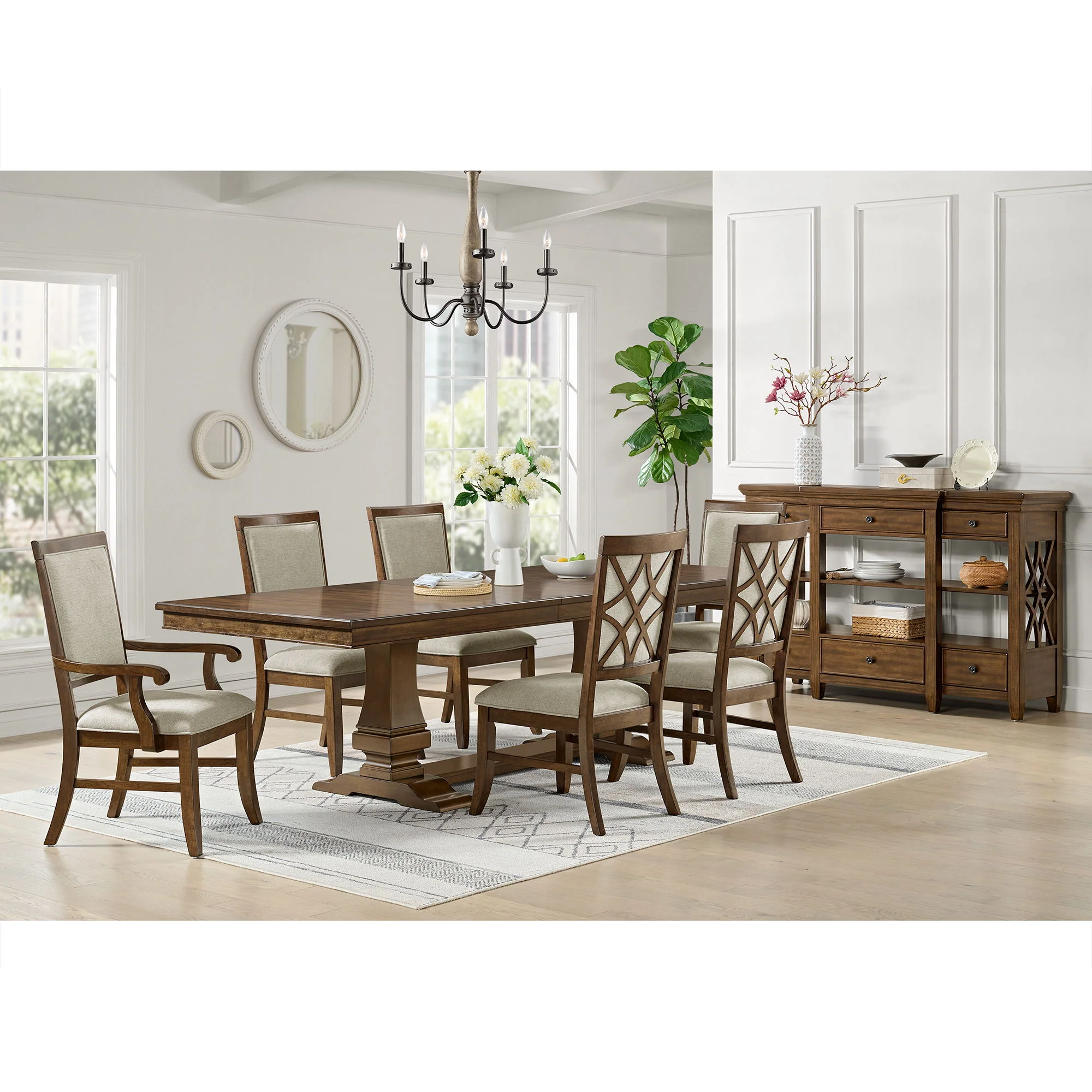 Phillipe - Dining Arm Chair With Fabric (Set of 2) - Cherry And Gray - Image 3