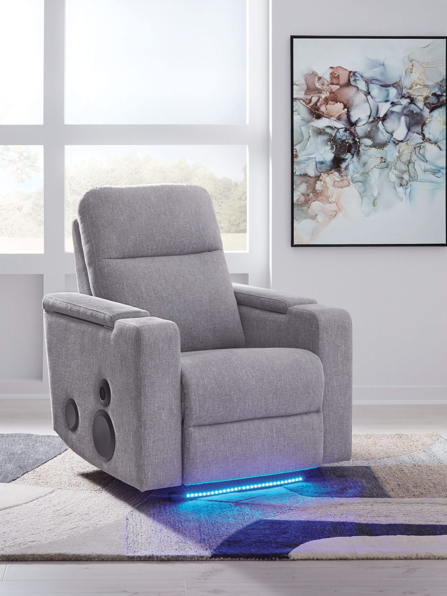 Pineland - Glider Power Recliner With Audio System - Pewter - Image 4