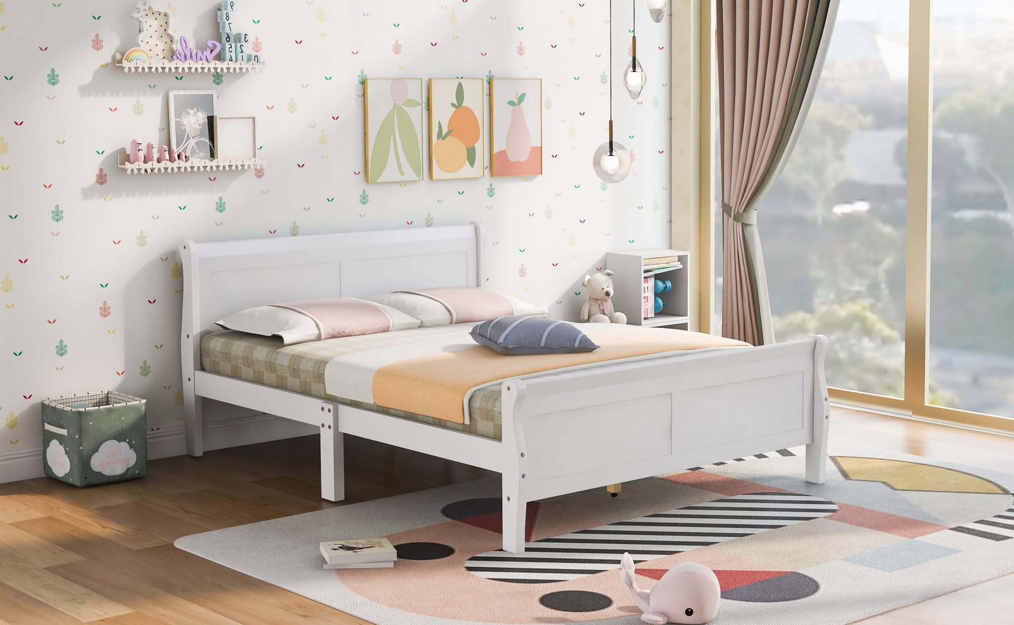 Platform Bed Frame Mattress Foundation Sleigh Bed With Headboard / Footboard / Wood Slat Suppor - Image 15