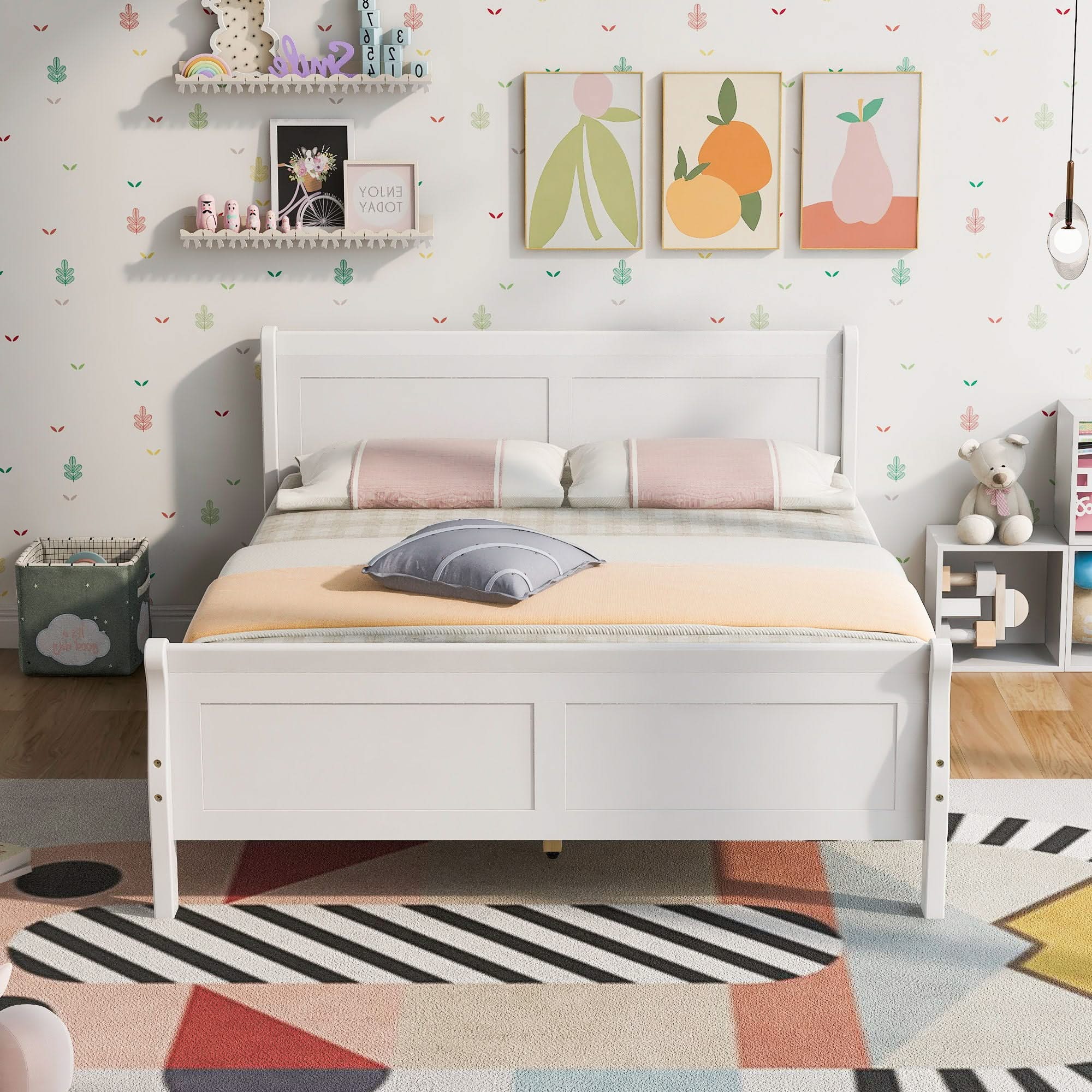 Platform Bed Frame Mattress Foundation Sleigh Bed With Headboard / Footboard / Wood Slat Suppor - Image 22