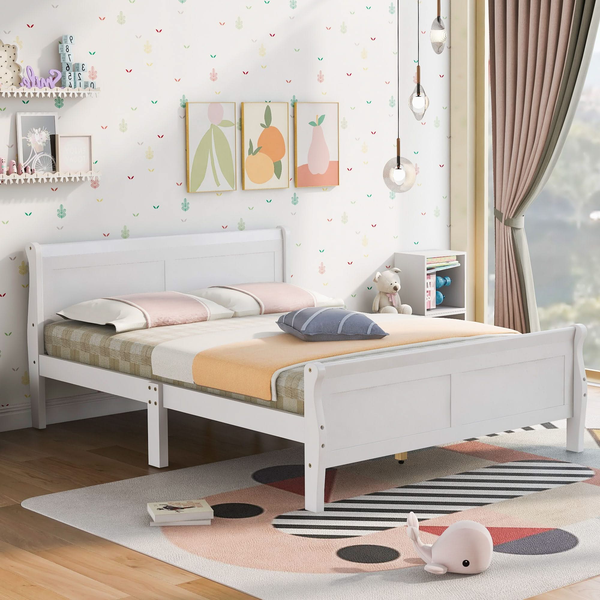 Platform Bed Frame Mattress Foundation Sleigh Bed With Headboard / Footboard / Wood Slat Suppor - Image 8