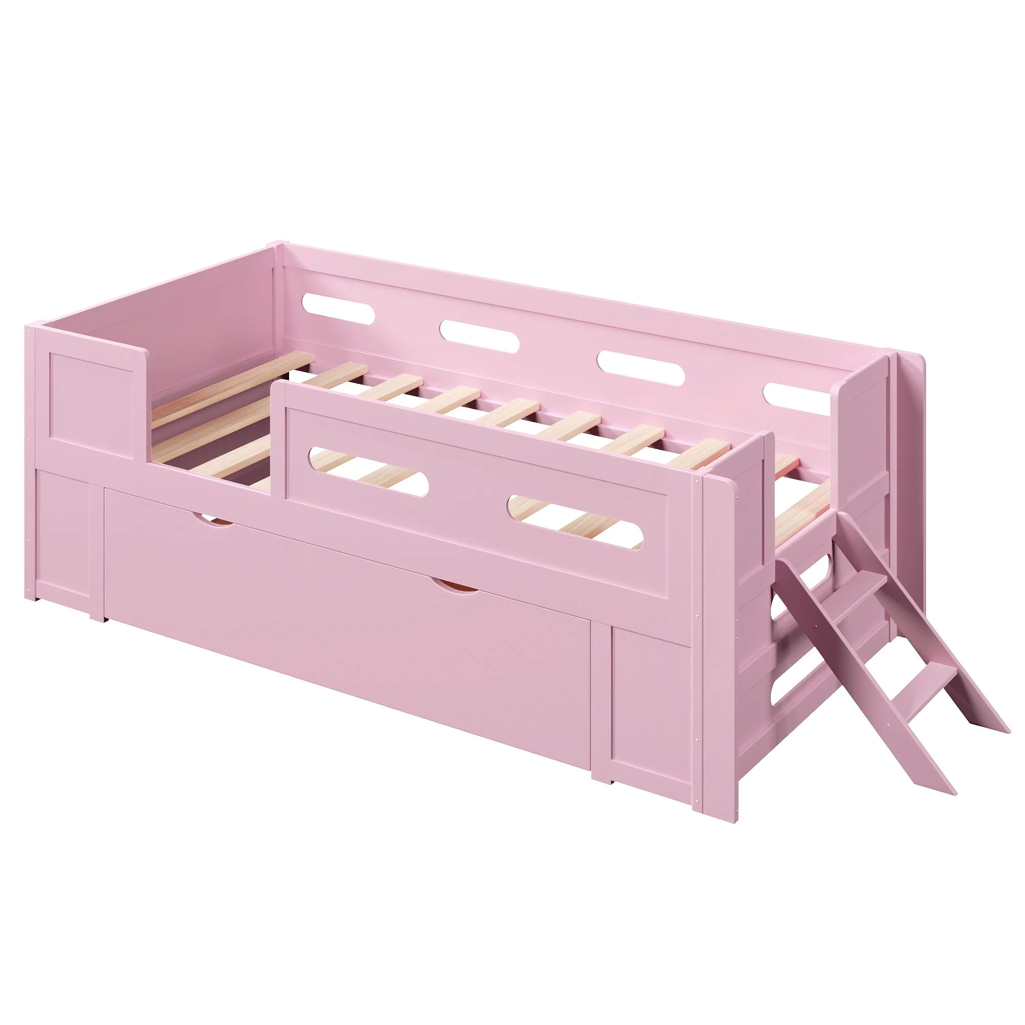 Platform Bed With Guardrail And Drawer - Image 2
