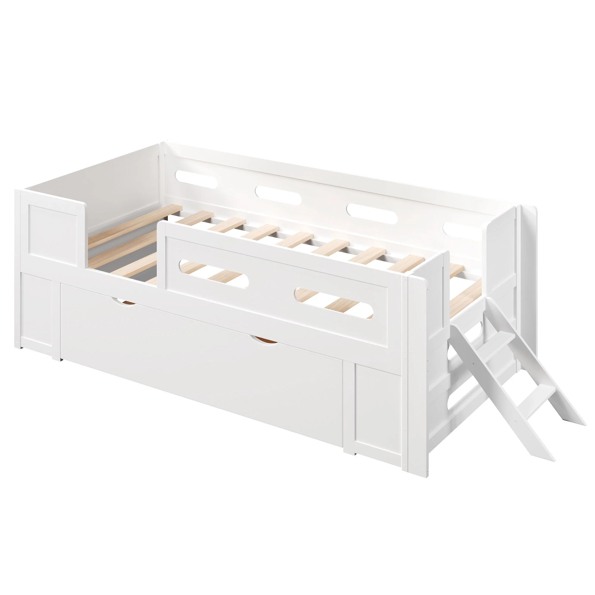 Platform Bed With Guardrail And Drawer - Image 3