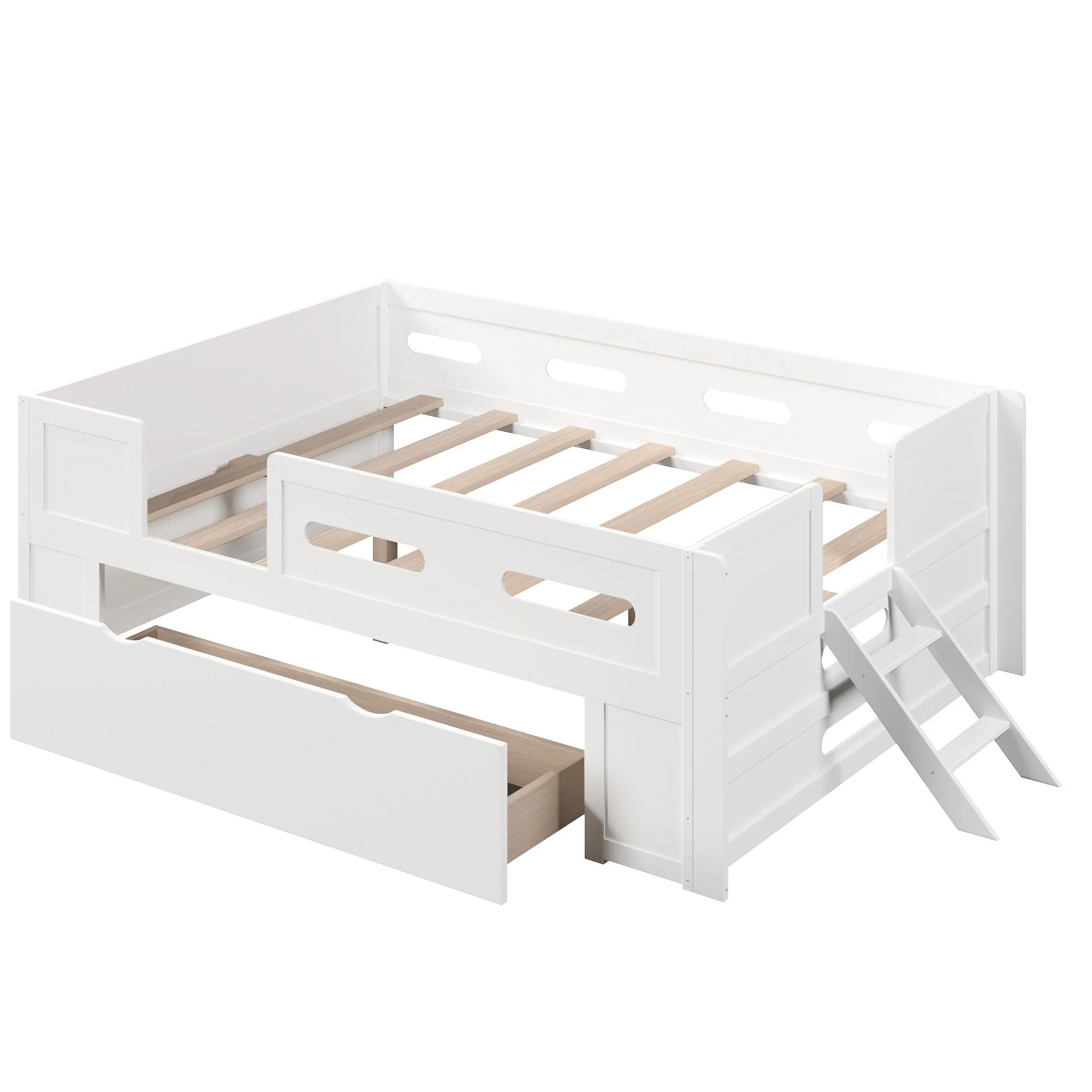 Platform Bed With Guardrail And Drawer - Image 4