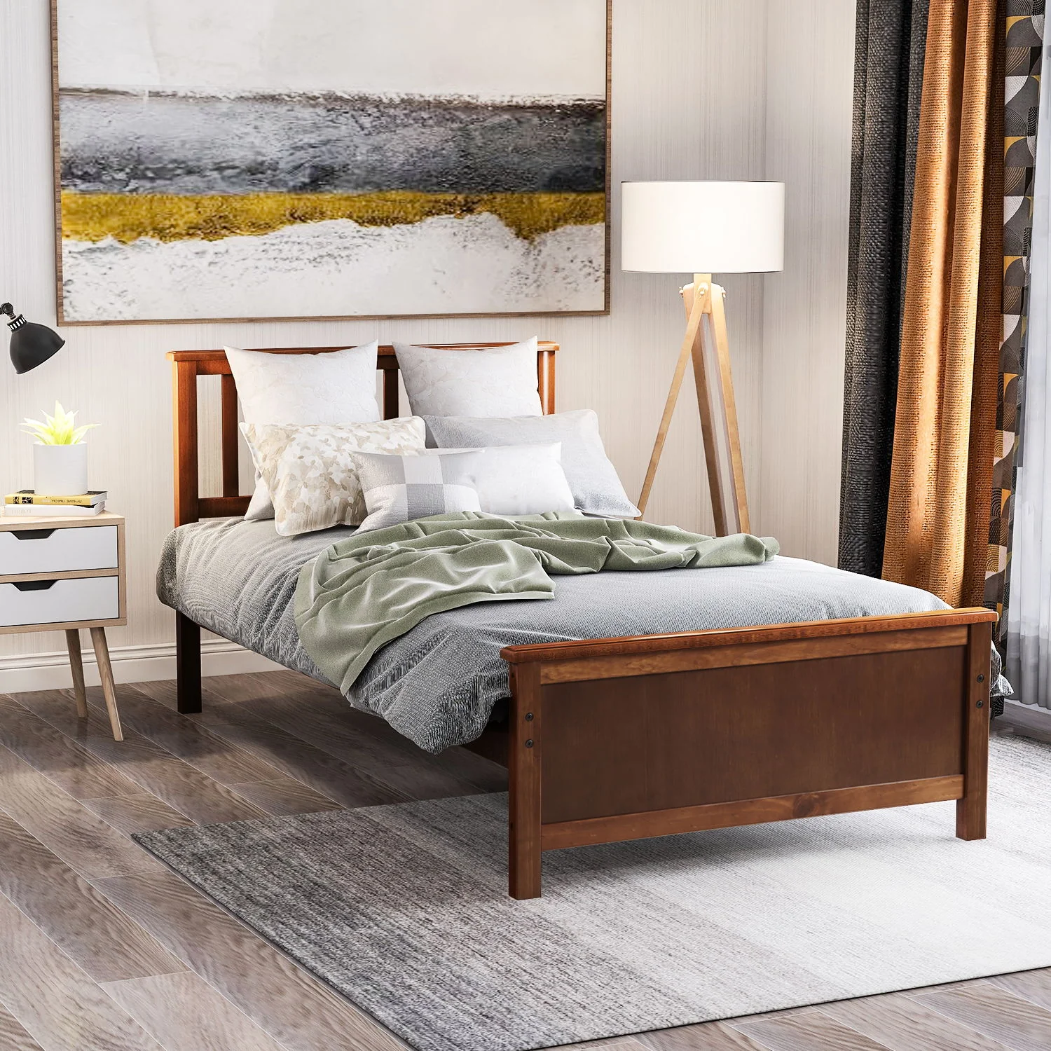 Platform Bed With Headboard, Footboard And Wood Slat Support - Image 4