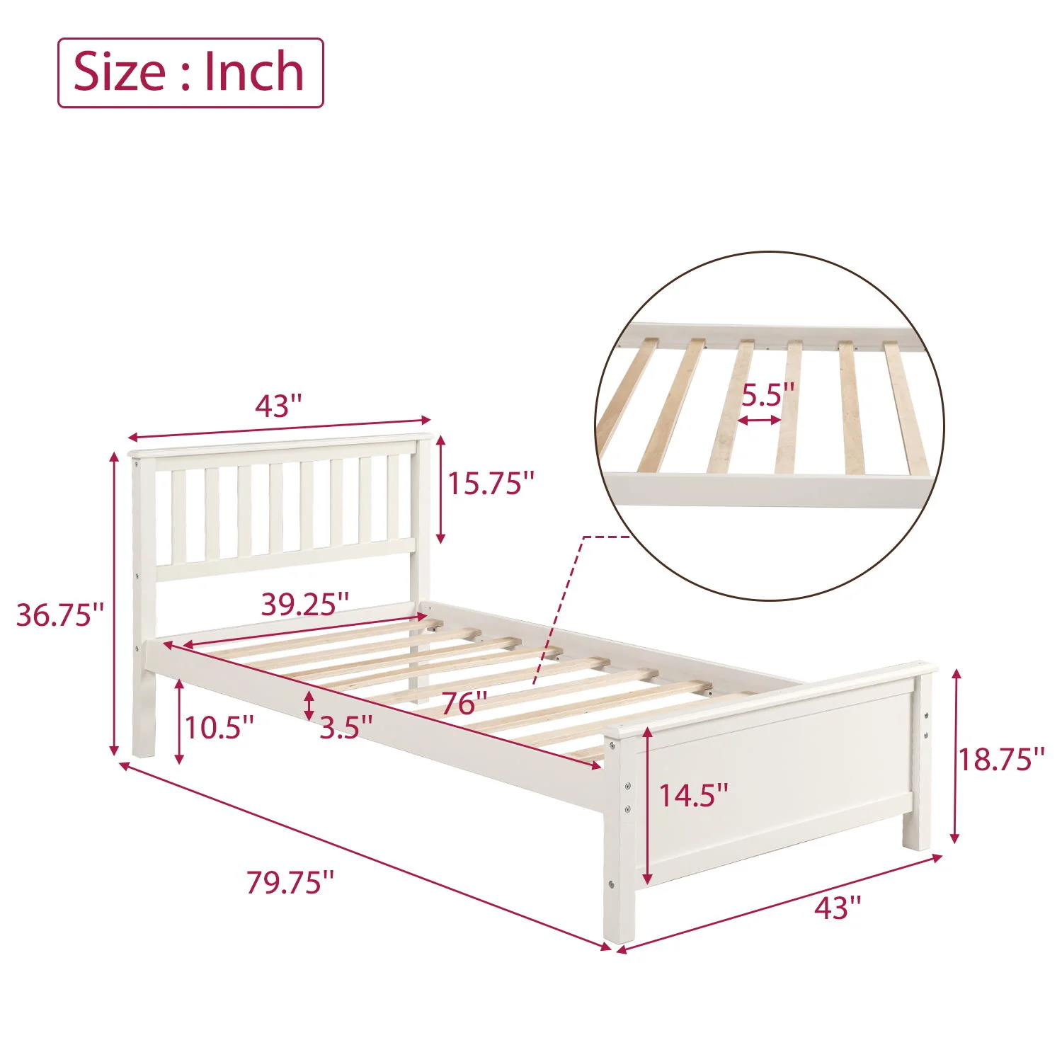 Platform Bed With Headboard, Footboard And Wood Slat Support - Image 6