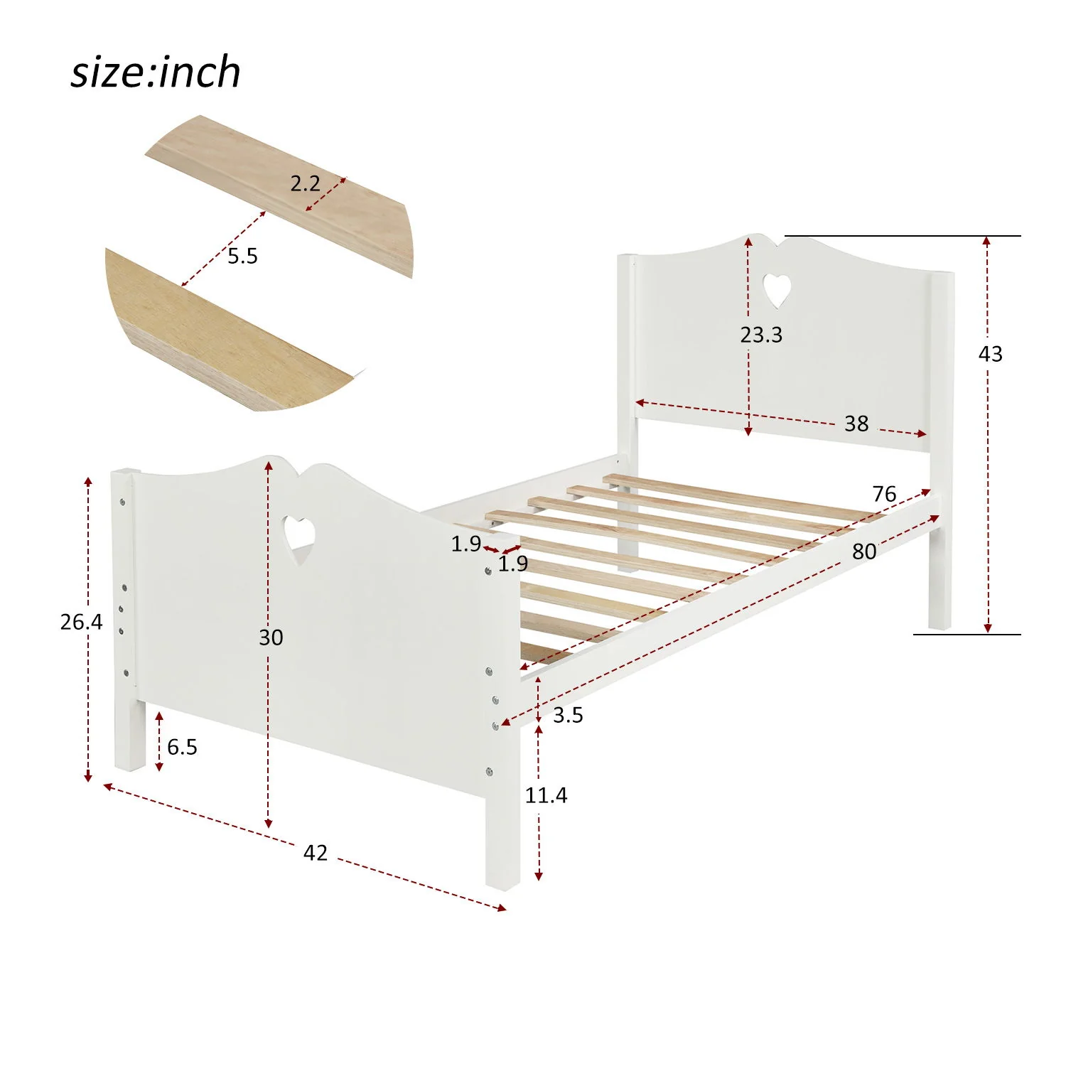 Platform Bed With Slat Support And Headboard And Footboard - Image 4