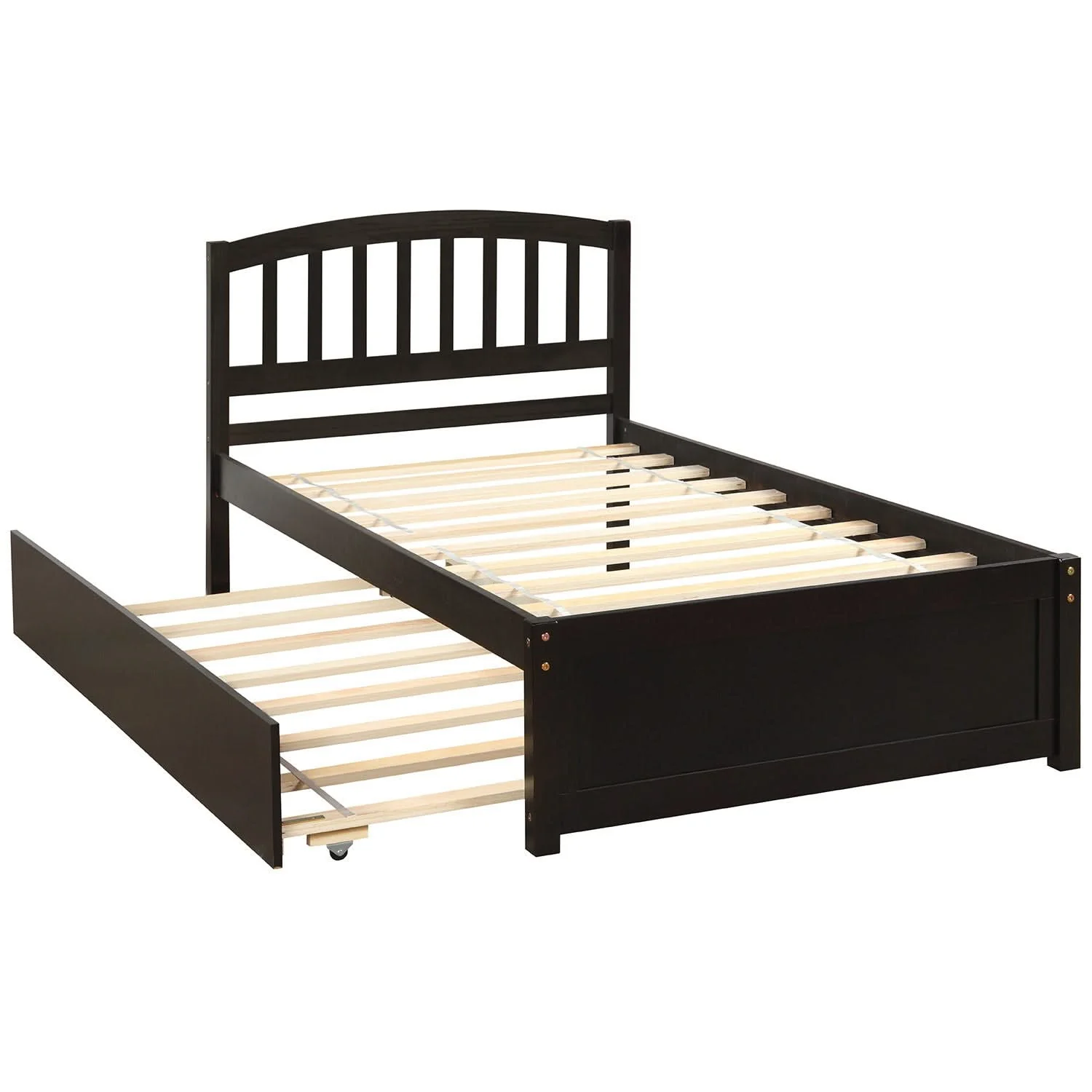 Platform Bed Wood Bed Frame With Trundle - Image 10