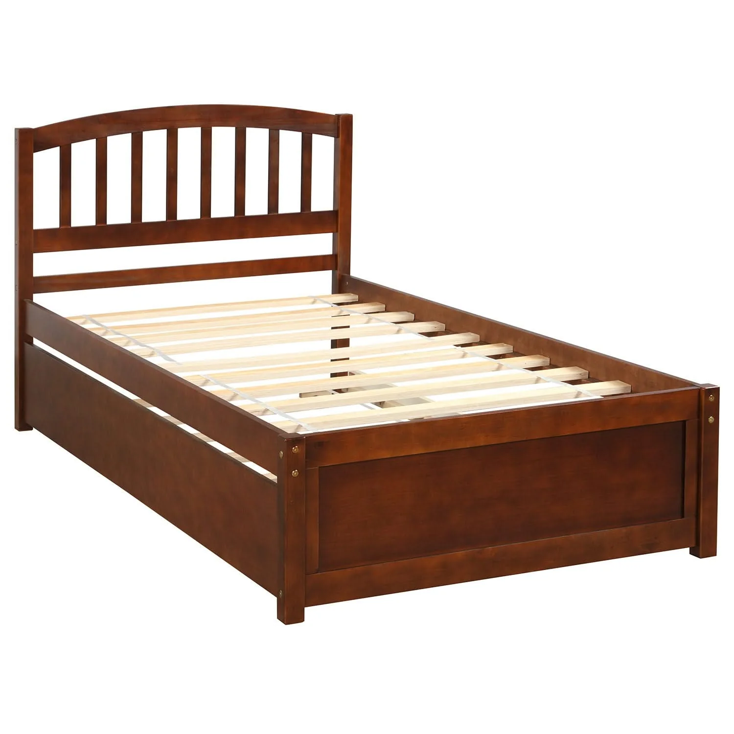 Platform Bed Wood Bed Frame With Trundle - Image 12
